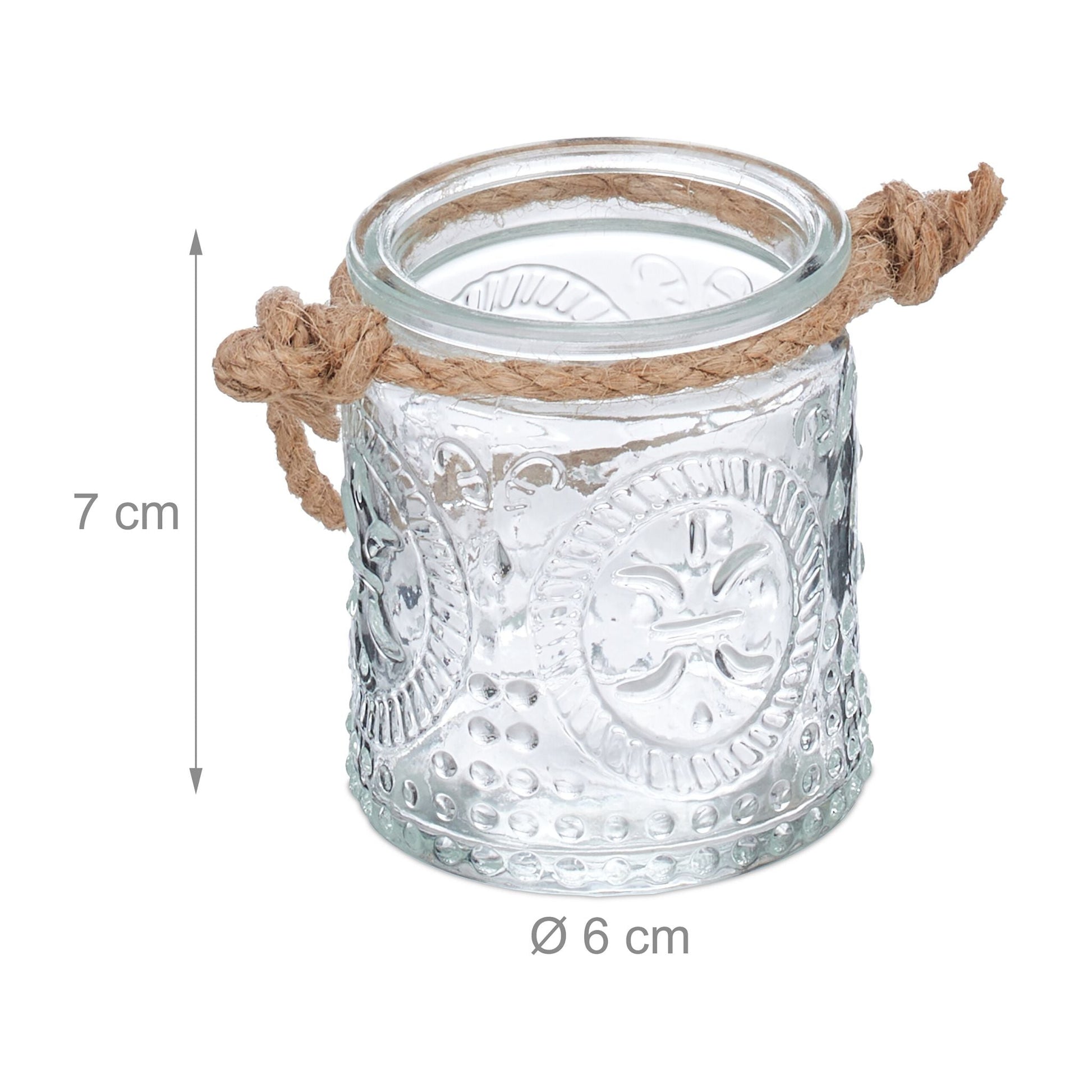 Vintage Windlicht 12er-Set Hellbraun-Transparent von Relaxdays