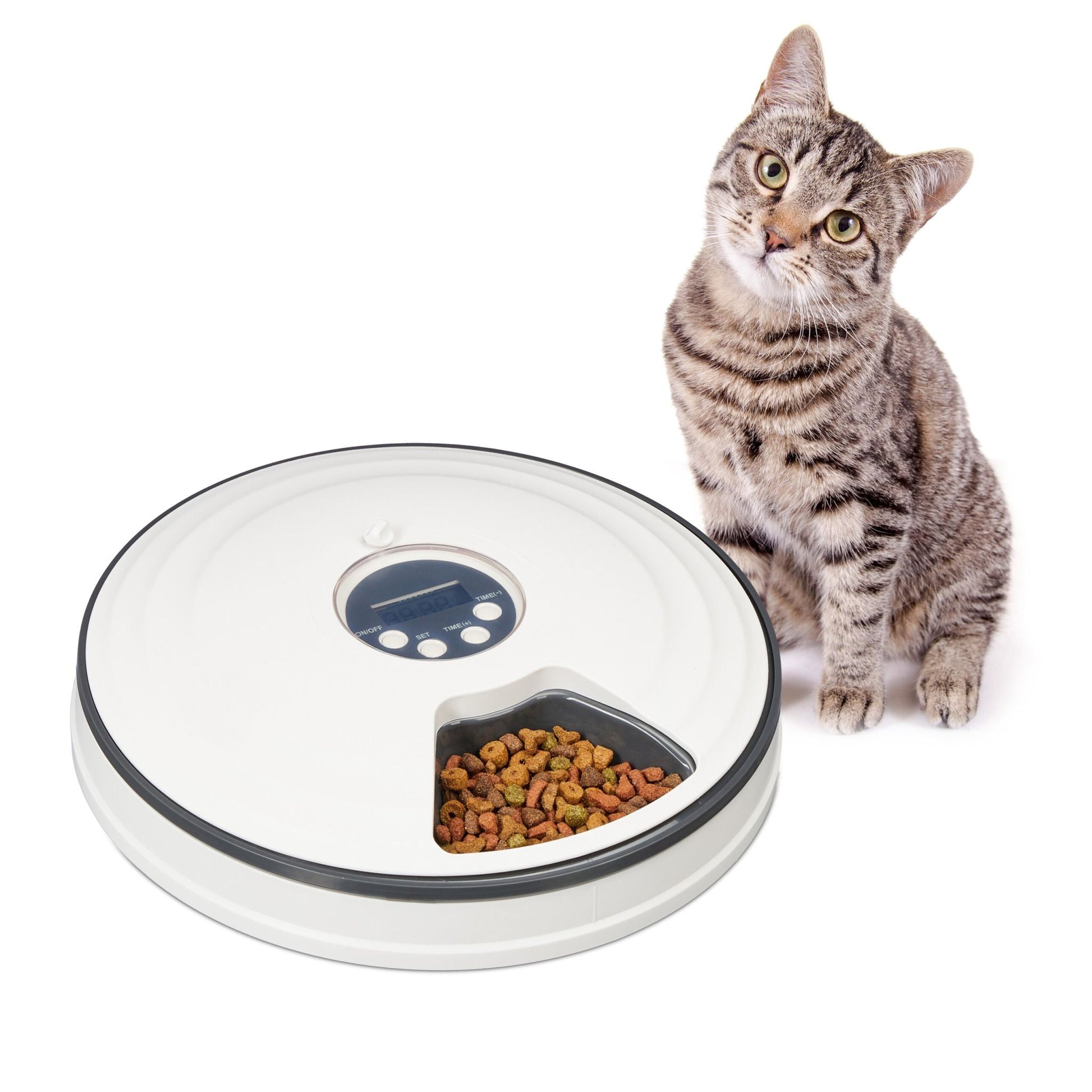 Futterautomat für Katzen Weiss-Grau von Relaxdays