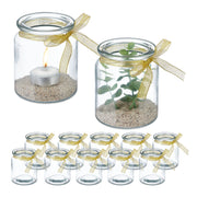 Windlicht 12er-Set mit Schleife Gold-Transparent von Relaxdays