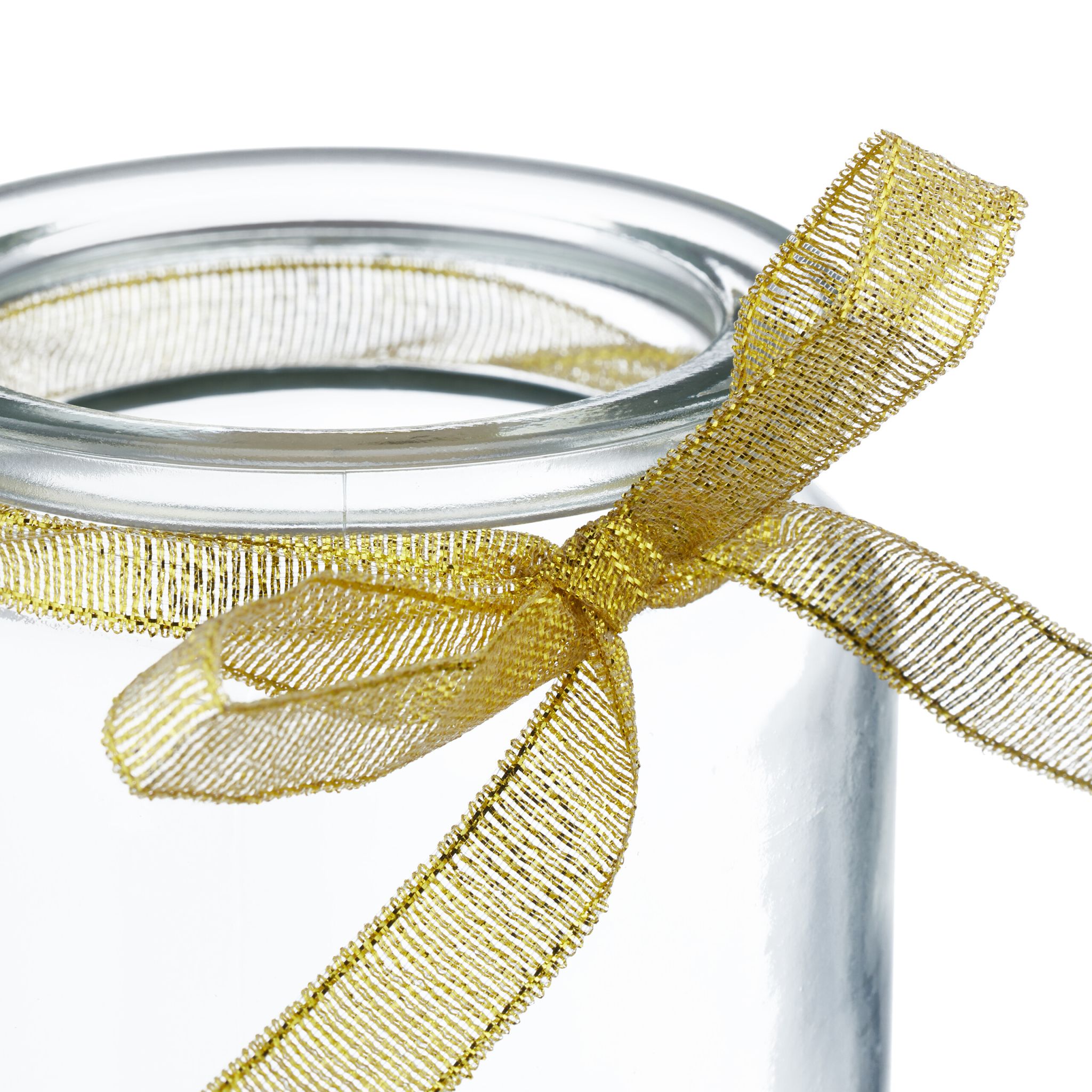 Windlicht 12er-Set mit Schleife Gold-Transparent von Relaxdays