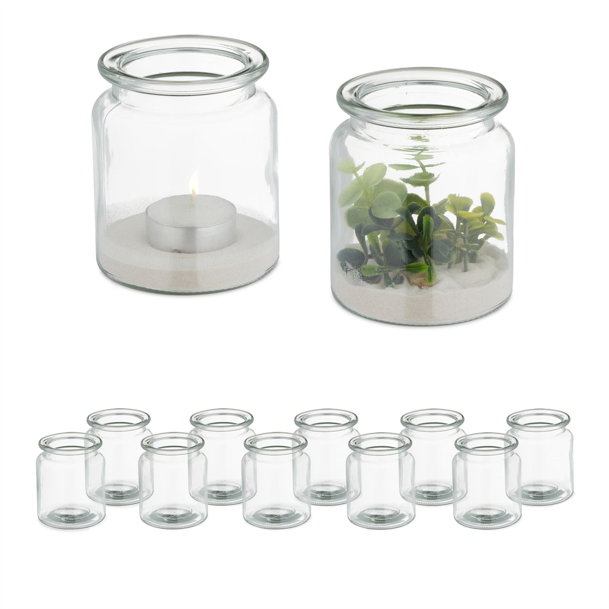 Windlicht 12er-Set Transparent von Relaxdays
