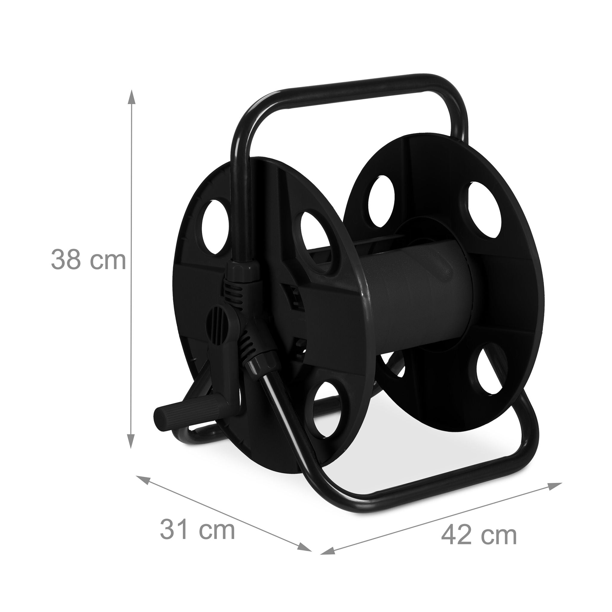 Schlauchtrommel 30 Meter 1/2 Schlauch Schwarz von Relaxdays