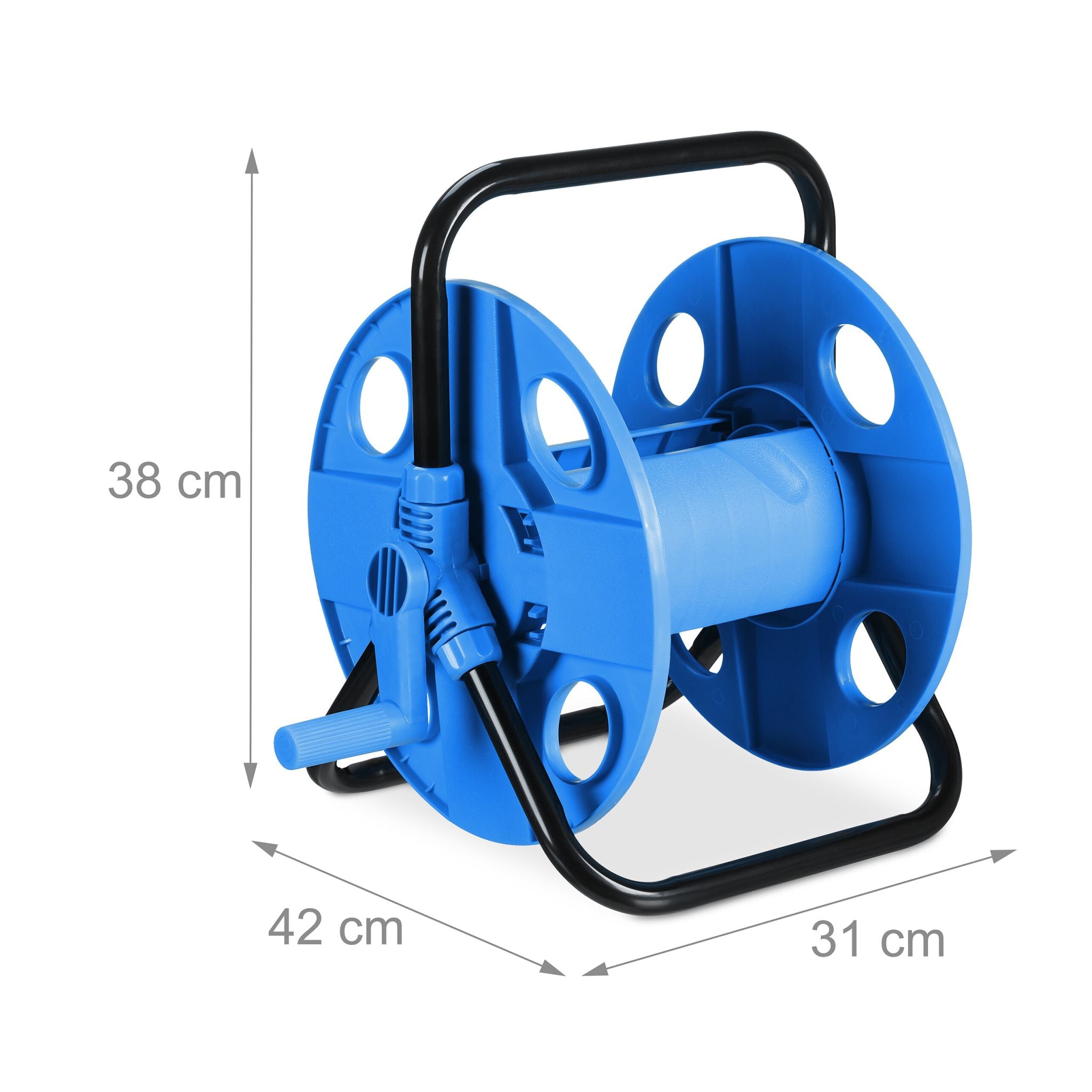 Schlauchtrommel 30 Meter 1/2 Schlauch Blau-Schwarz von Relaxdays