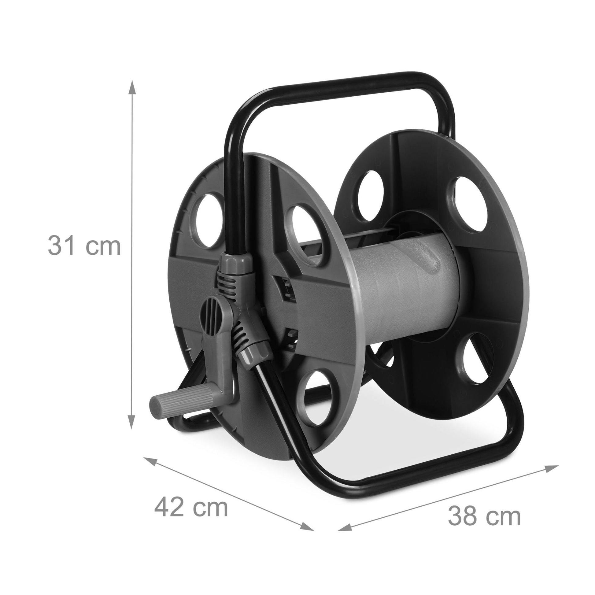 Schlauchtrommel 30 Meter 1/2 Schlauch Schwarz-Grau von Relaxdays