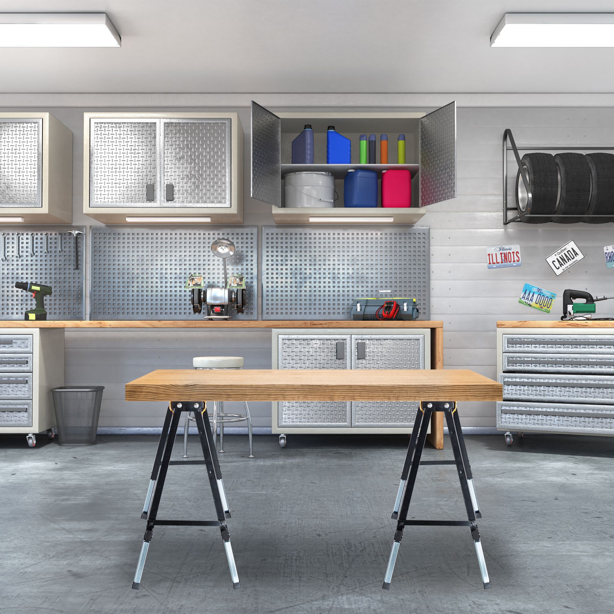 Arbeitsbock 2er-Set höhenverstellbar Orange-Schwarz-Silber von Relaxdays