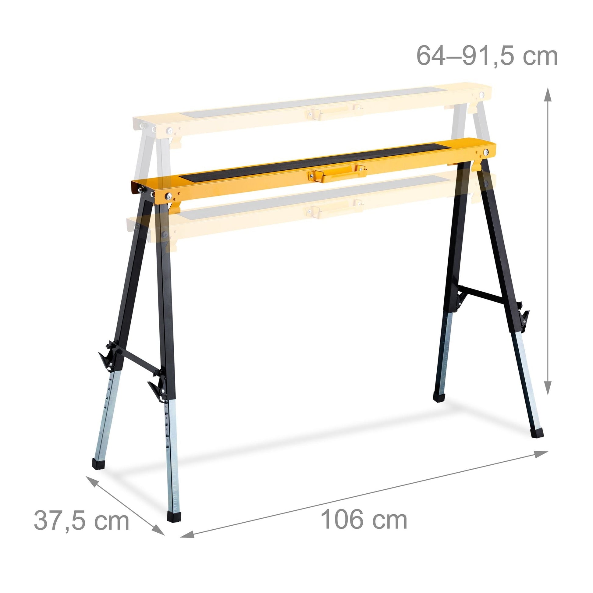 Arbeitsbock 2er-Set höhenverstellbar Orange-Schwarz-Silber von Relaxdays