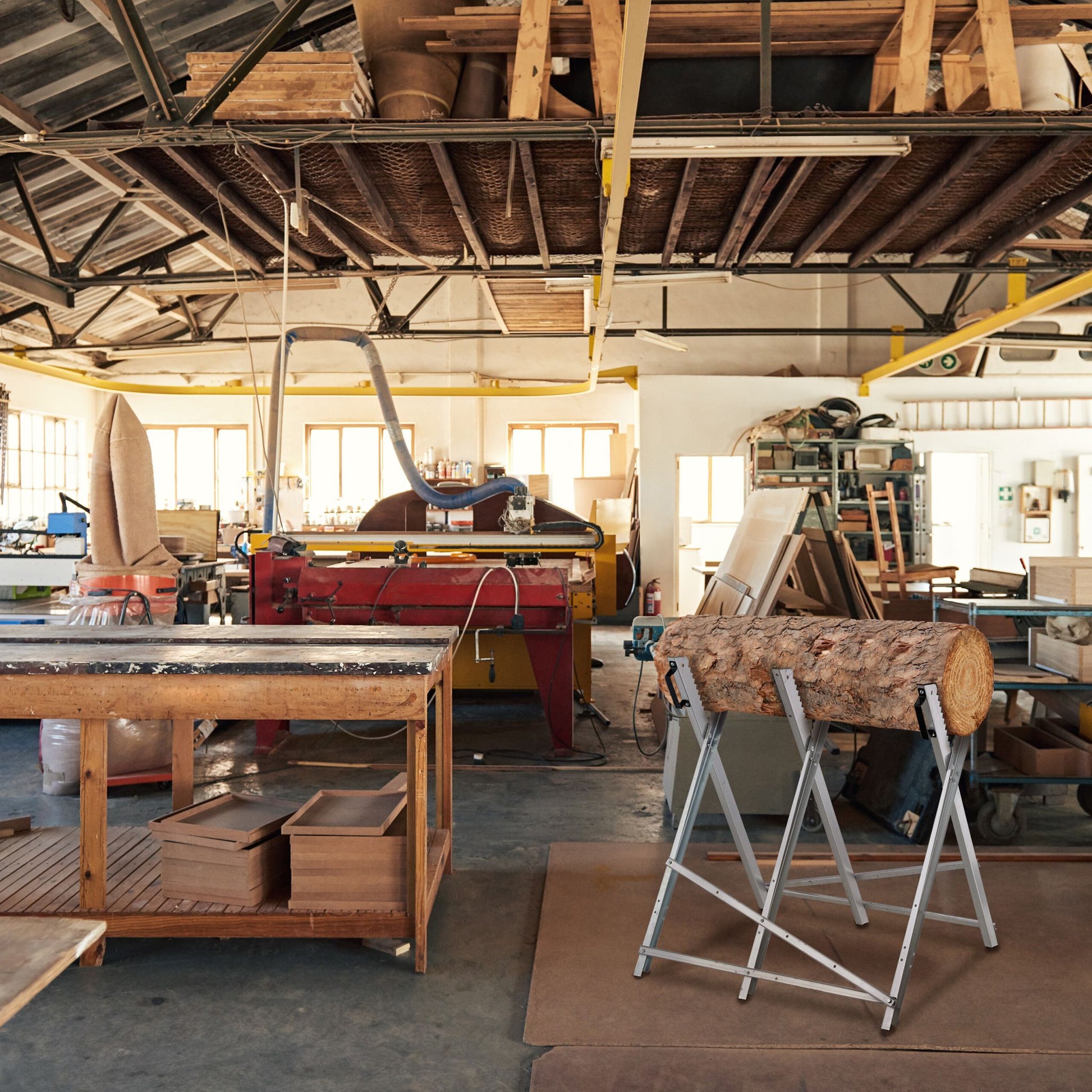 Klappbarer Sägebock Metall Schwarz-Silber von Relaxdays