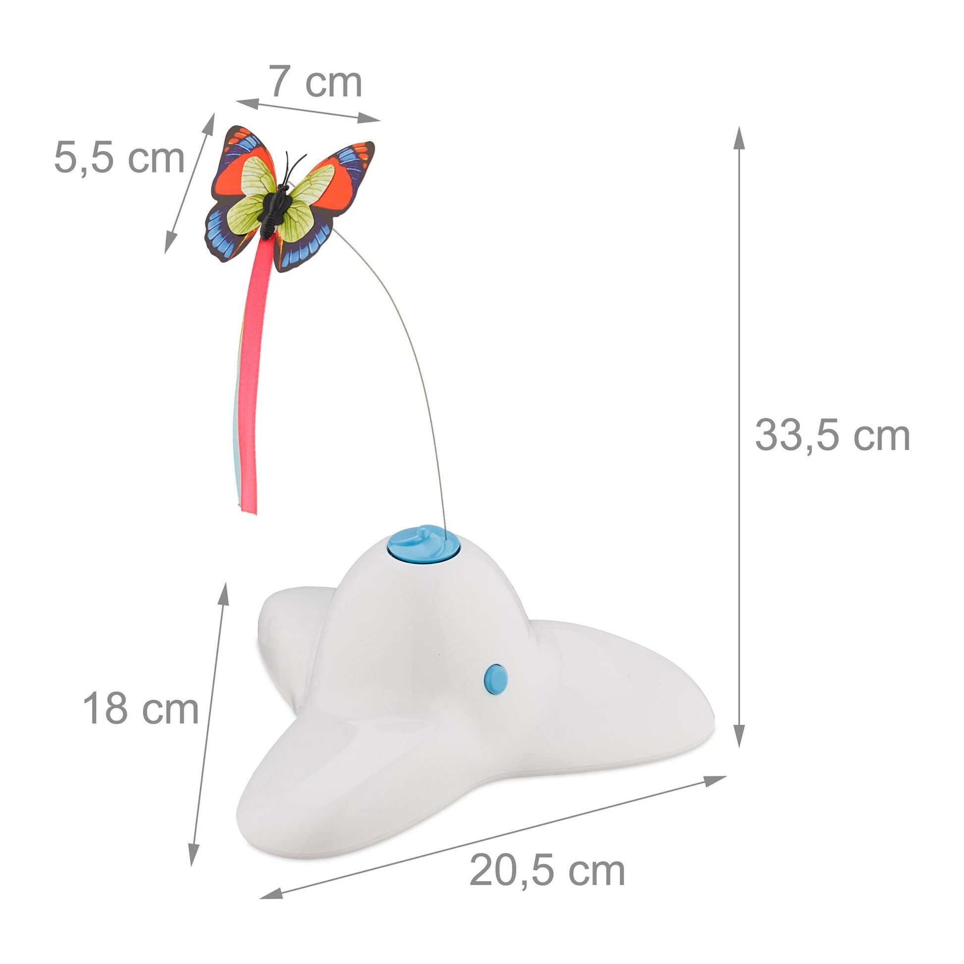 Katzenspielzeug mit Schmetterling Weiss-Hellblau-Rot von Relaxdays