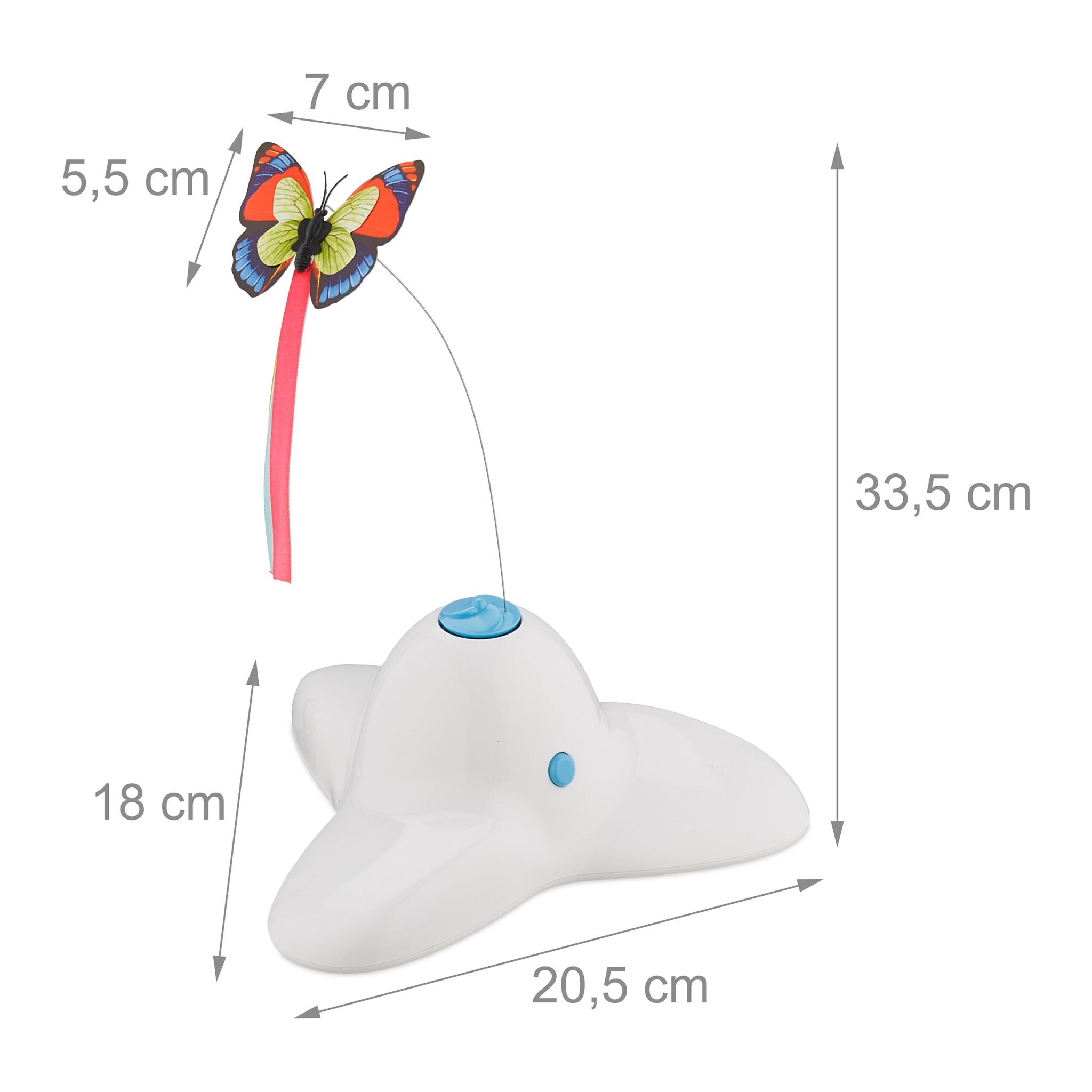 Katzenspielzeug mit Schmetterling Weiss-Hellblau-Rot von Relaxdays