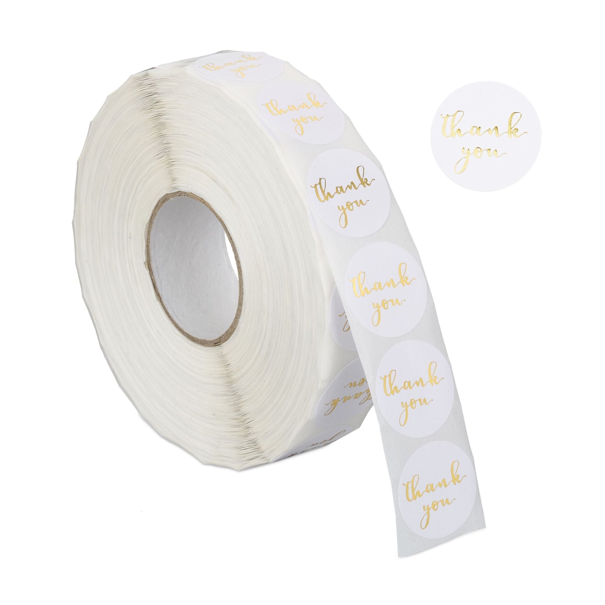 Aufkleber Thank you 2500er-Set Weiss-Gold von Relaxdays