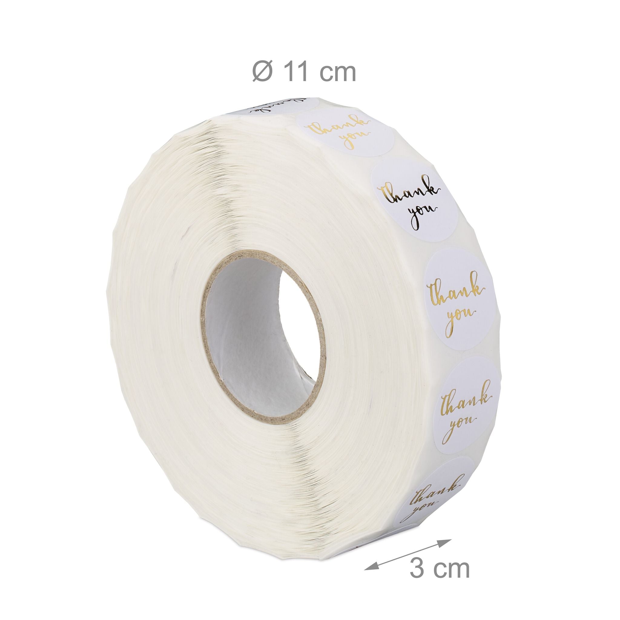 Aufkleber Thank you 2500er-Set Weiss-Gold von Relaxdays