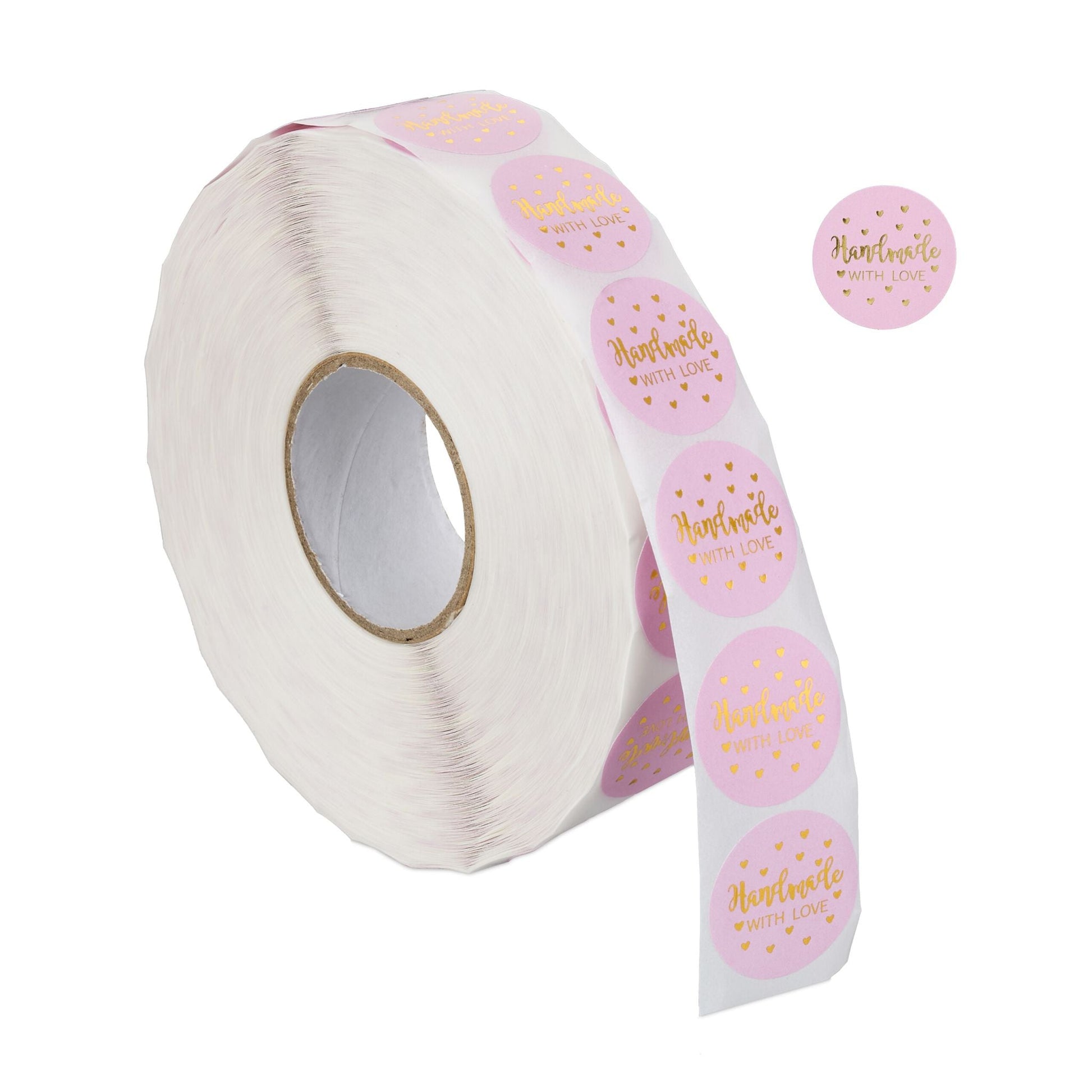 Aufkleber Handmade with Love 2500er-Set Gold-Rosa von Relaxdays