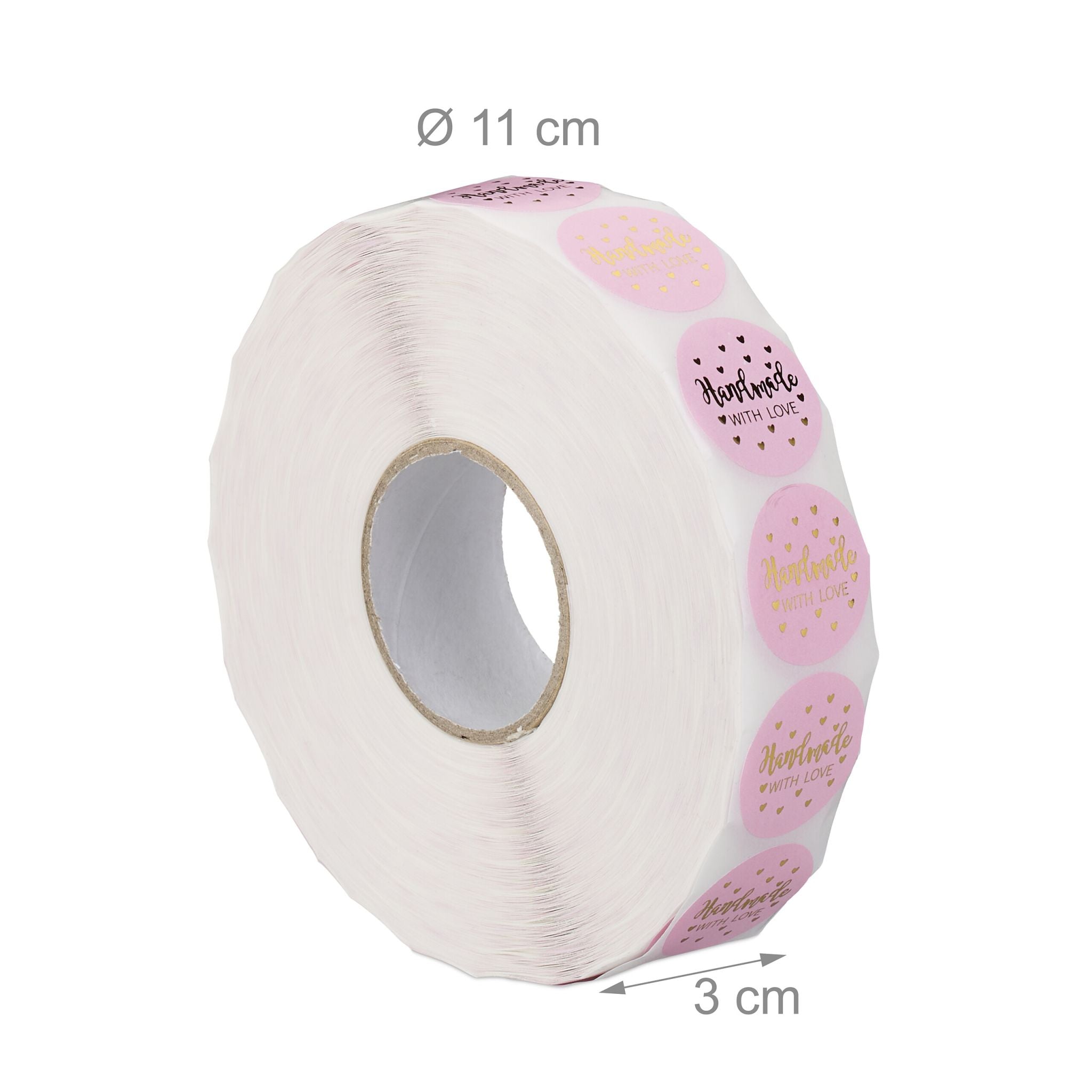 Aufkleber Handmade with Love 2500er-Set Gold-Rosa von Relaxdays