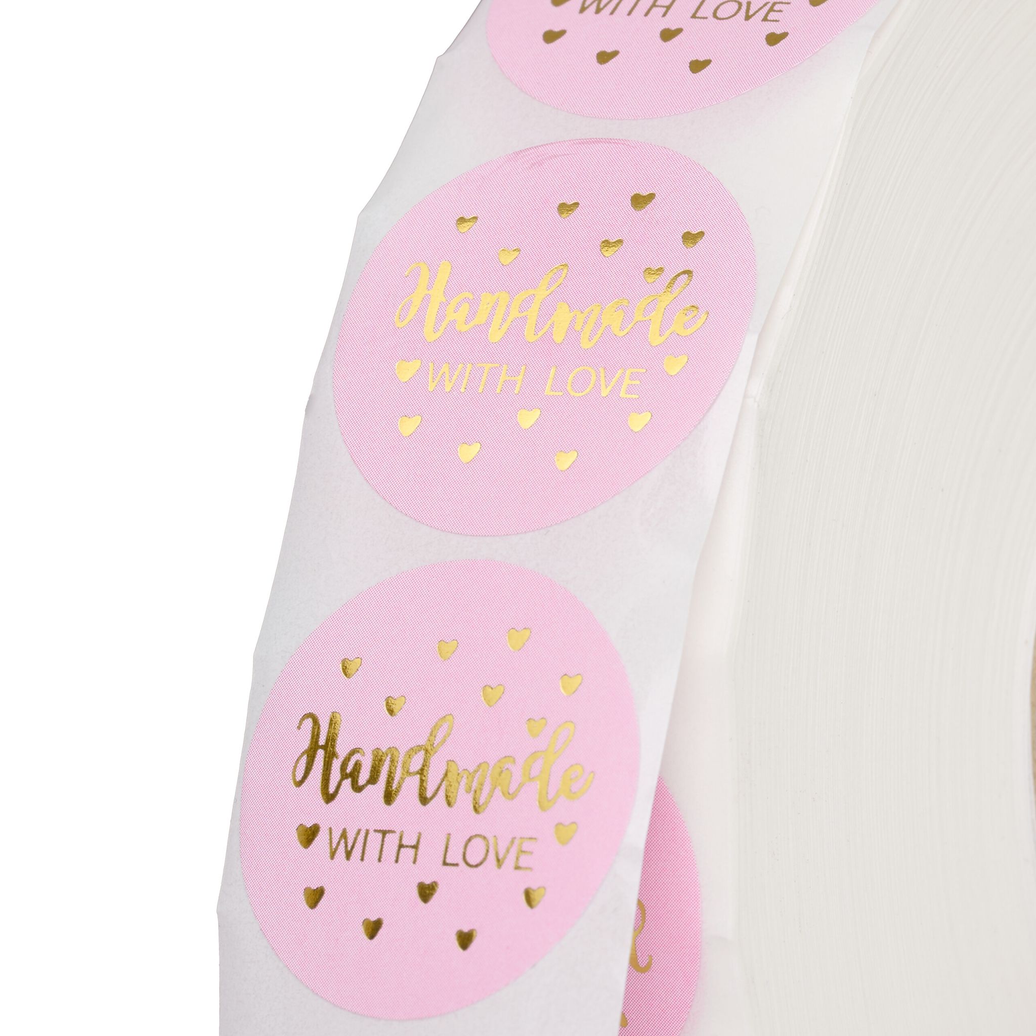 Aufkleber Handmade with Love 2500er-Set Gold-Rosa von Relaxdays