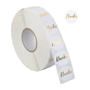 Aufkleber Danke 2500er-Set Weiss-Gold von Relaxdays