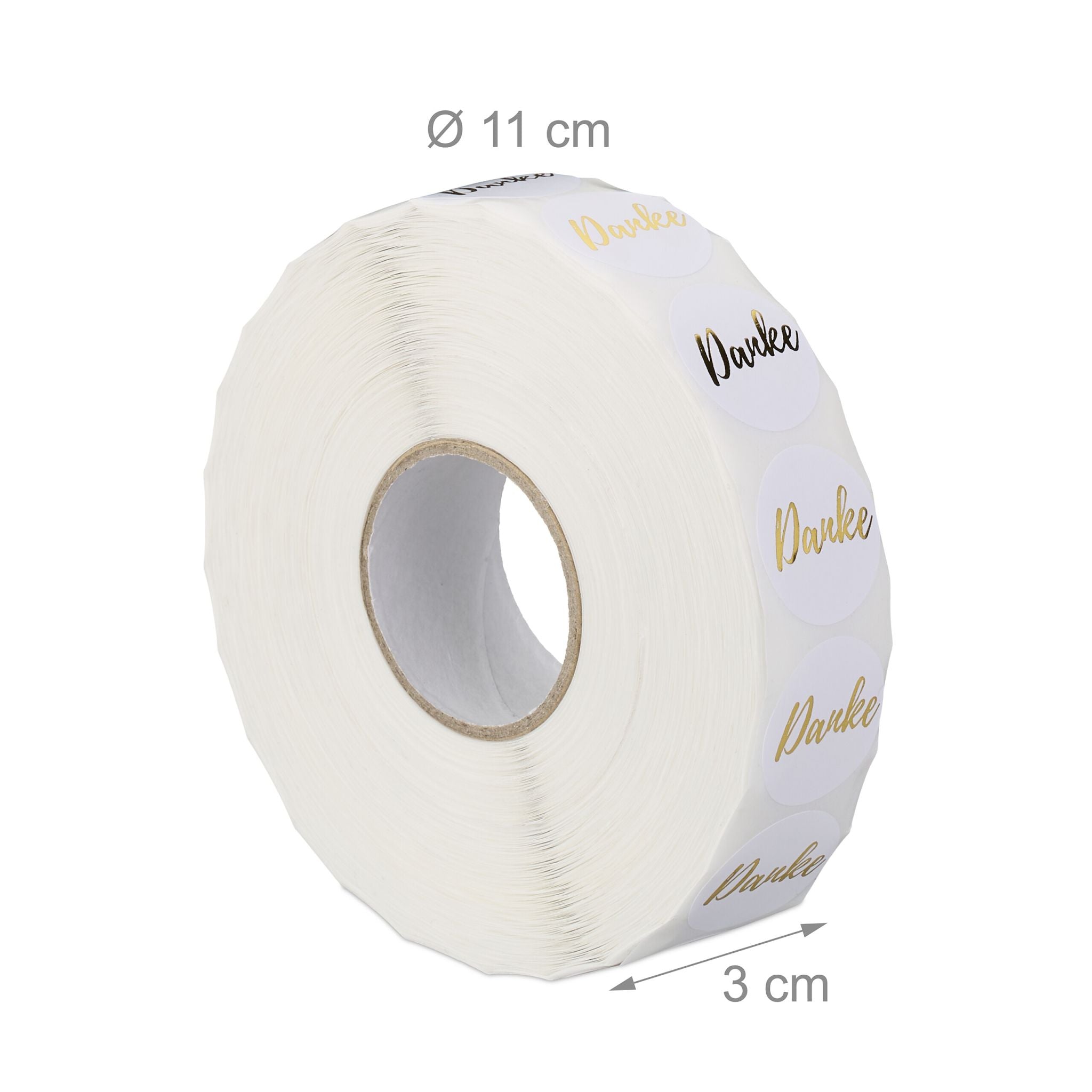 Aufkleber Danke 2500er-Set Weiss-Gold von Relaxdays