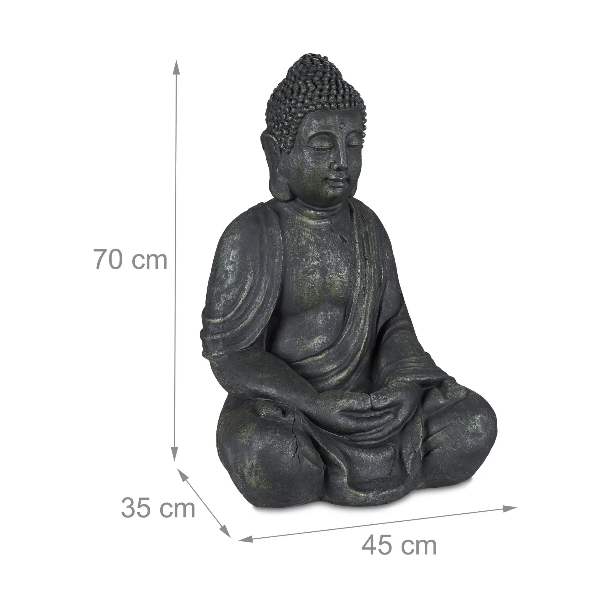 Buddha Figur 70cm Anthrazit von Relaxdays
