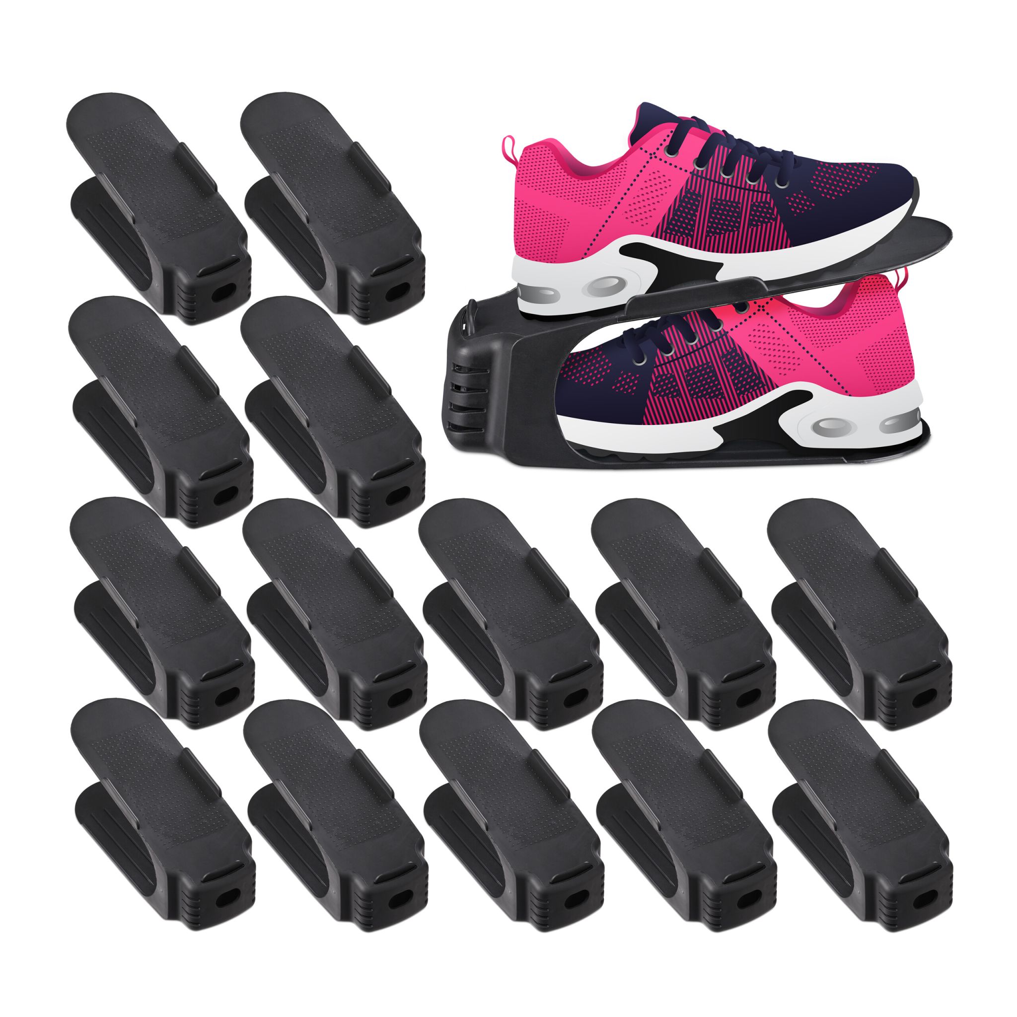 Schuhstapler 15er-Set Schwarz von Relaxdays