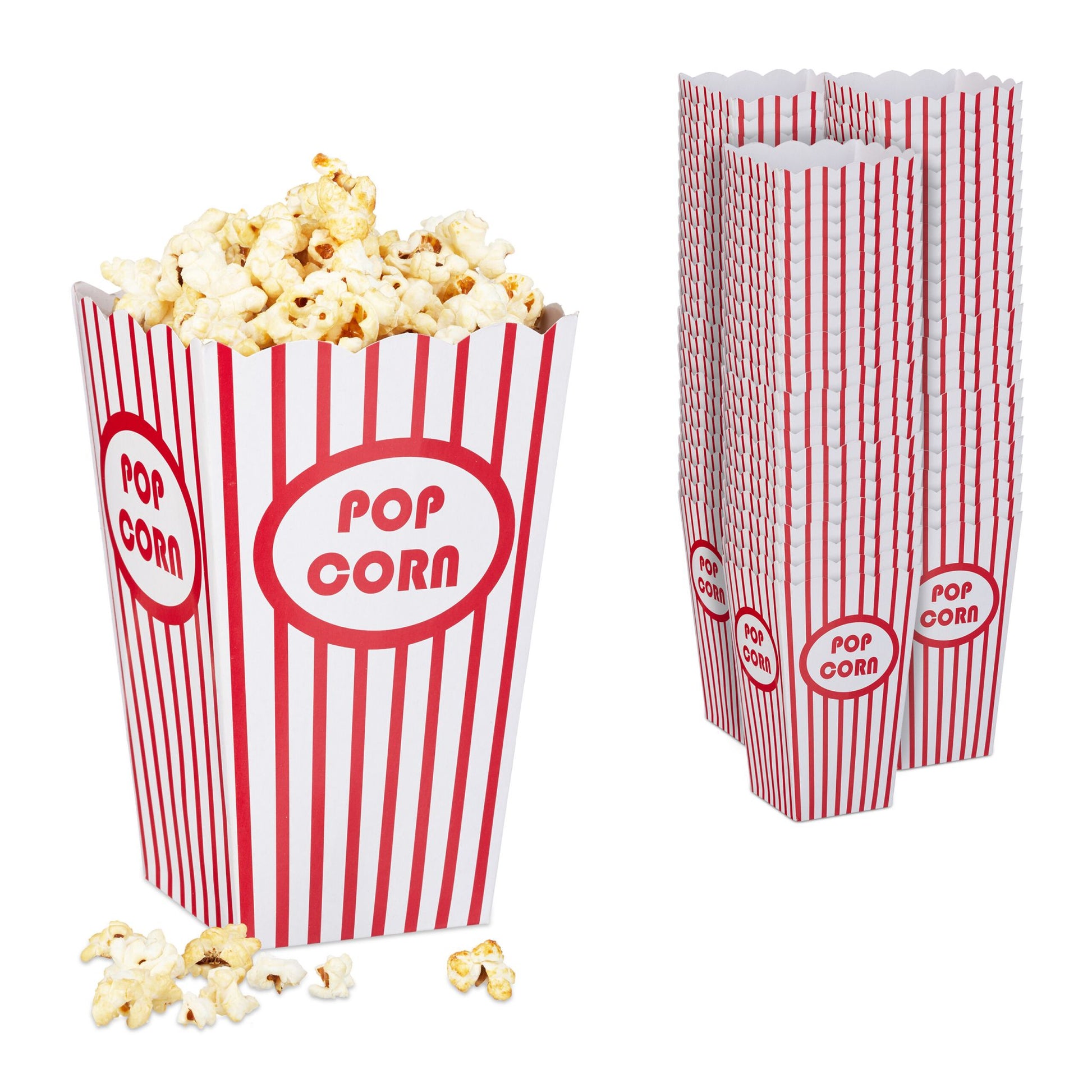 Popcorntüten 72er-Set rot/weiss Weiss-Rot von Relaxdays