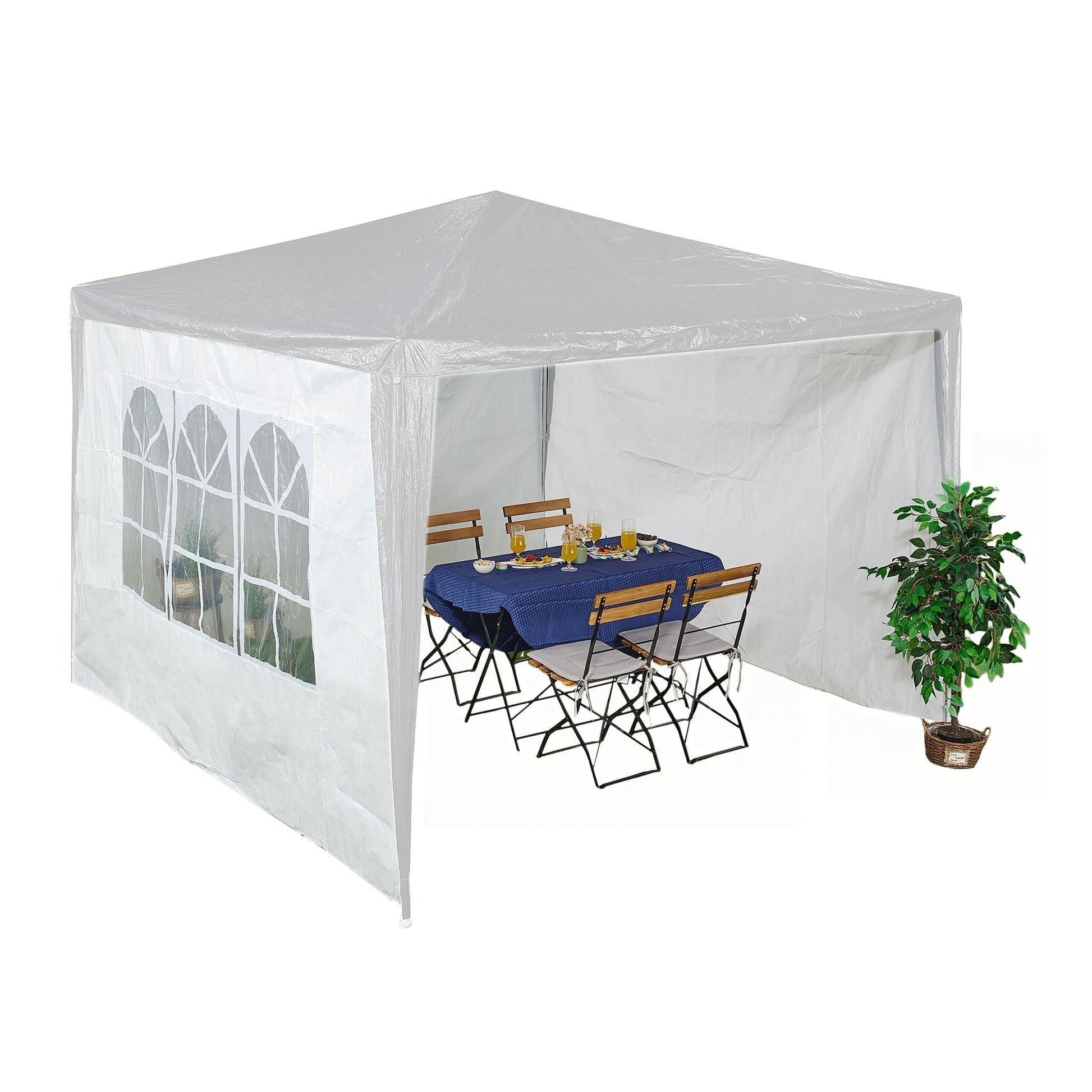Pavillon Seitenteile 3er-Set Weiss-Transparent von Relaxdays