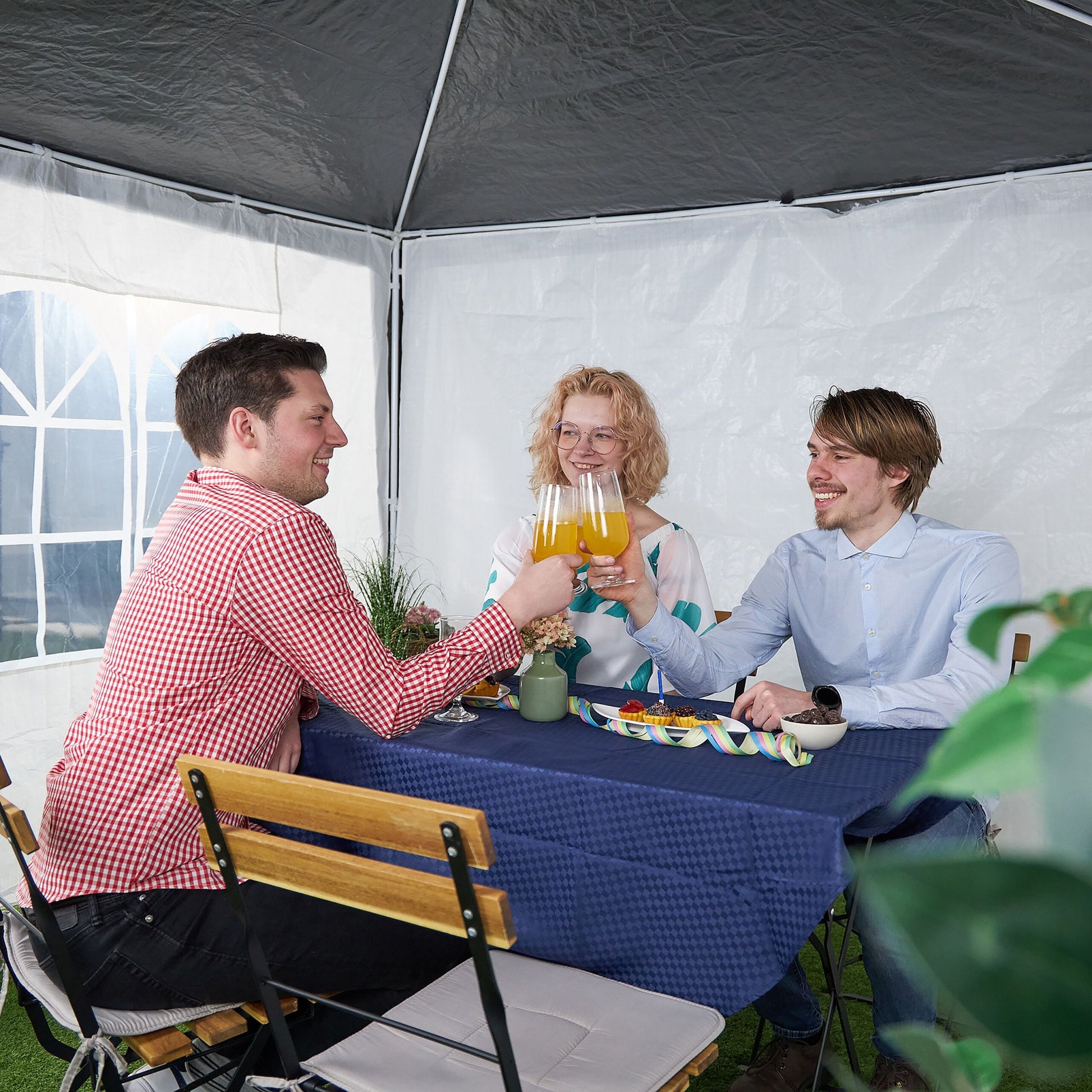 Pavillon Seitenteile 3er-Set Weiss-Transparent von Relaxdays