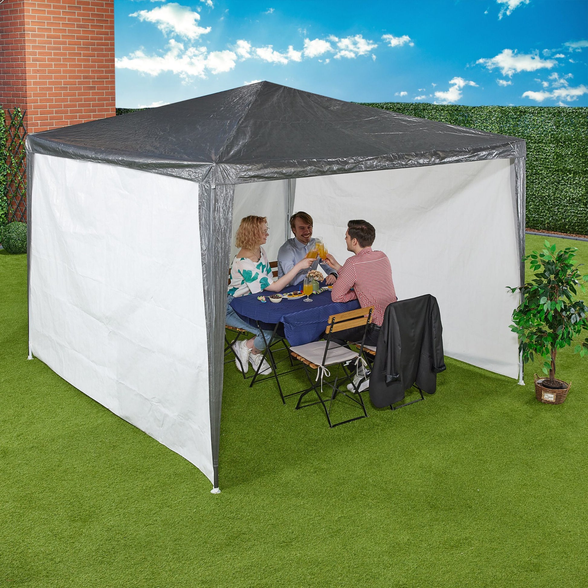 Pavillon Seitenteile 3er-Set Weiss von Relaxdays