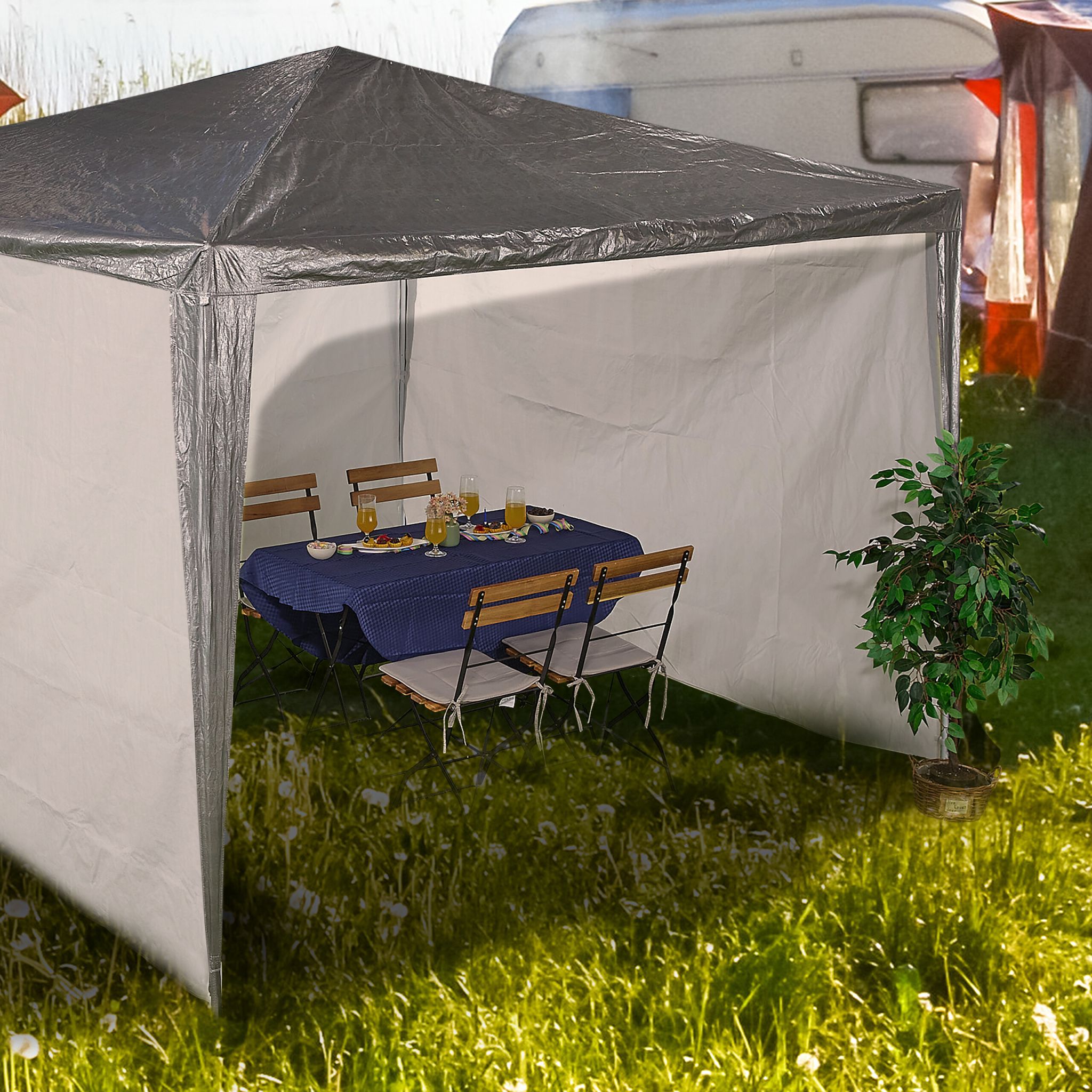 Pavillon Seitenteile 3er-Set Weiss von Relaxdays