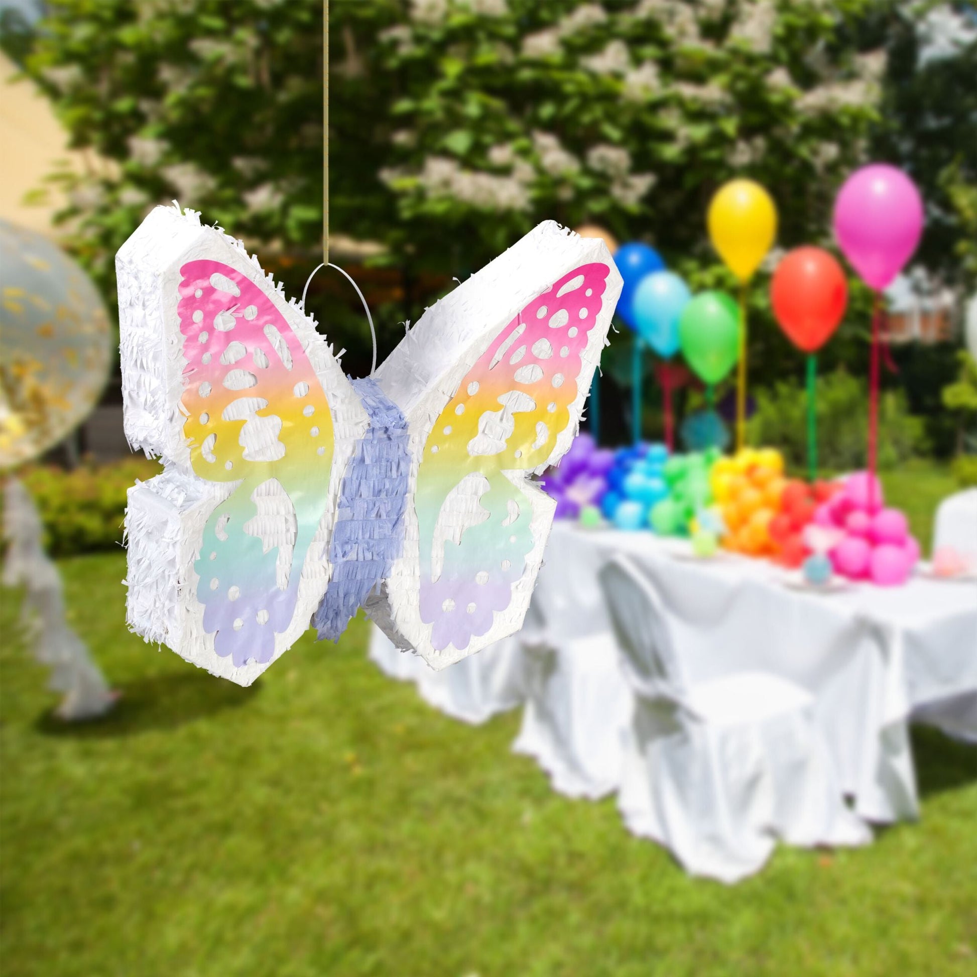 Pinata Schmetterling Weiss-Lila-Rosa von Relaxdays