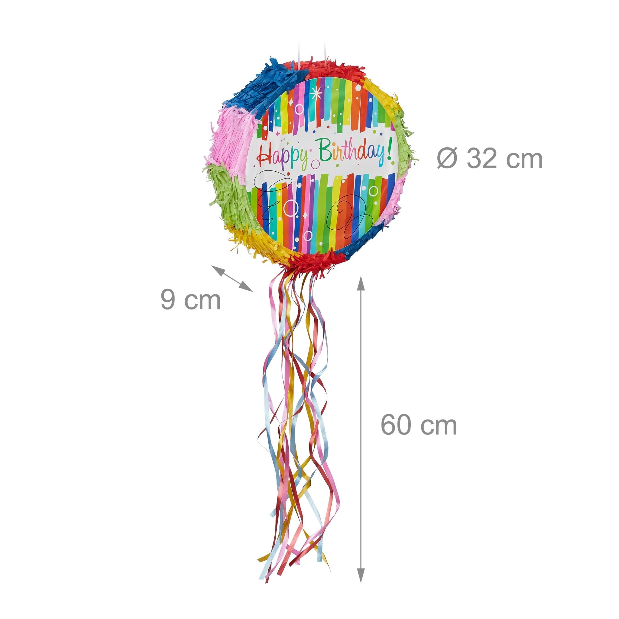 Pinata Geburtstag Blau-Grün-Rot von Relaxdays