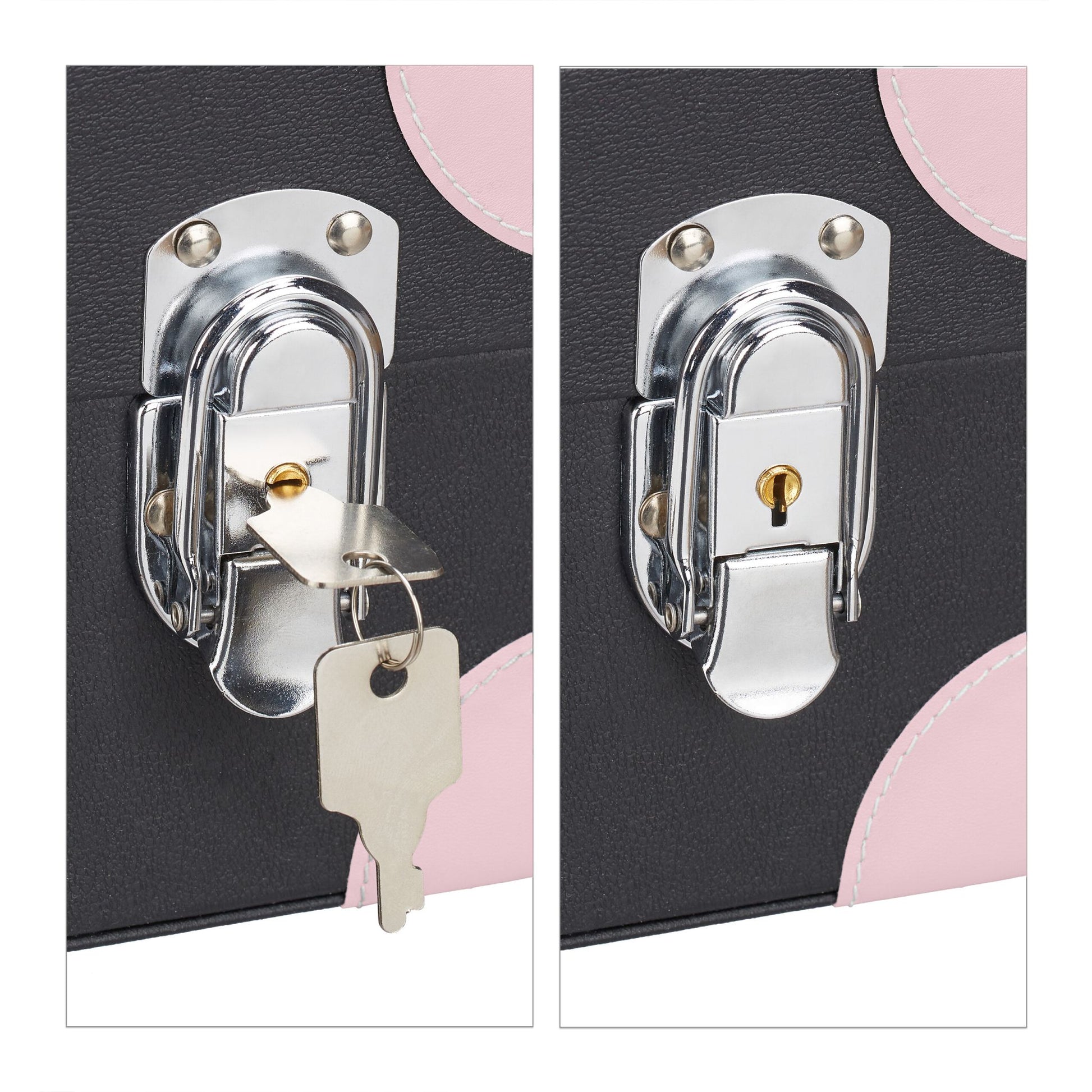 Kosmetikkoffer mit Spiegel Rosa-Schwarz-Silber von Relaxdays