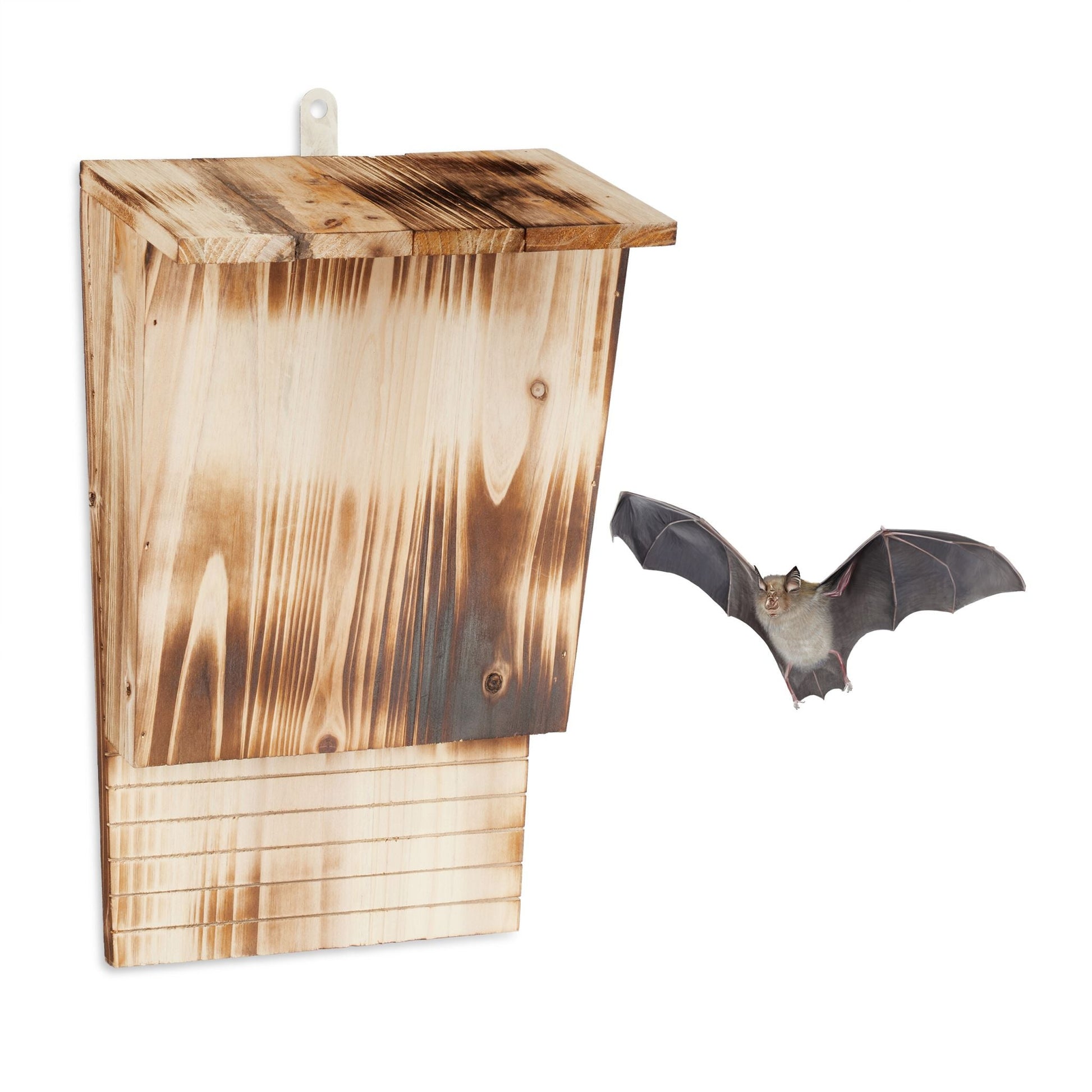 Fledermauskasten geflammten Holz Braun-Hellbraun von Relaxdays