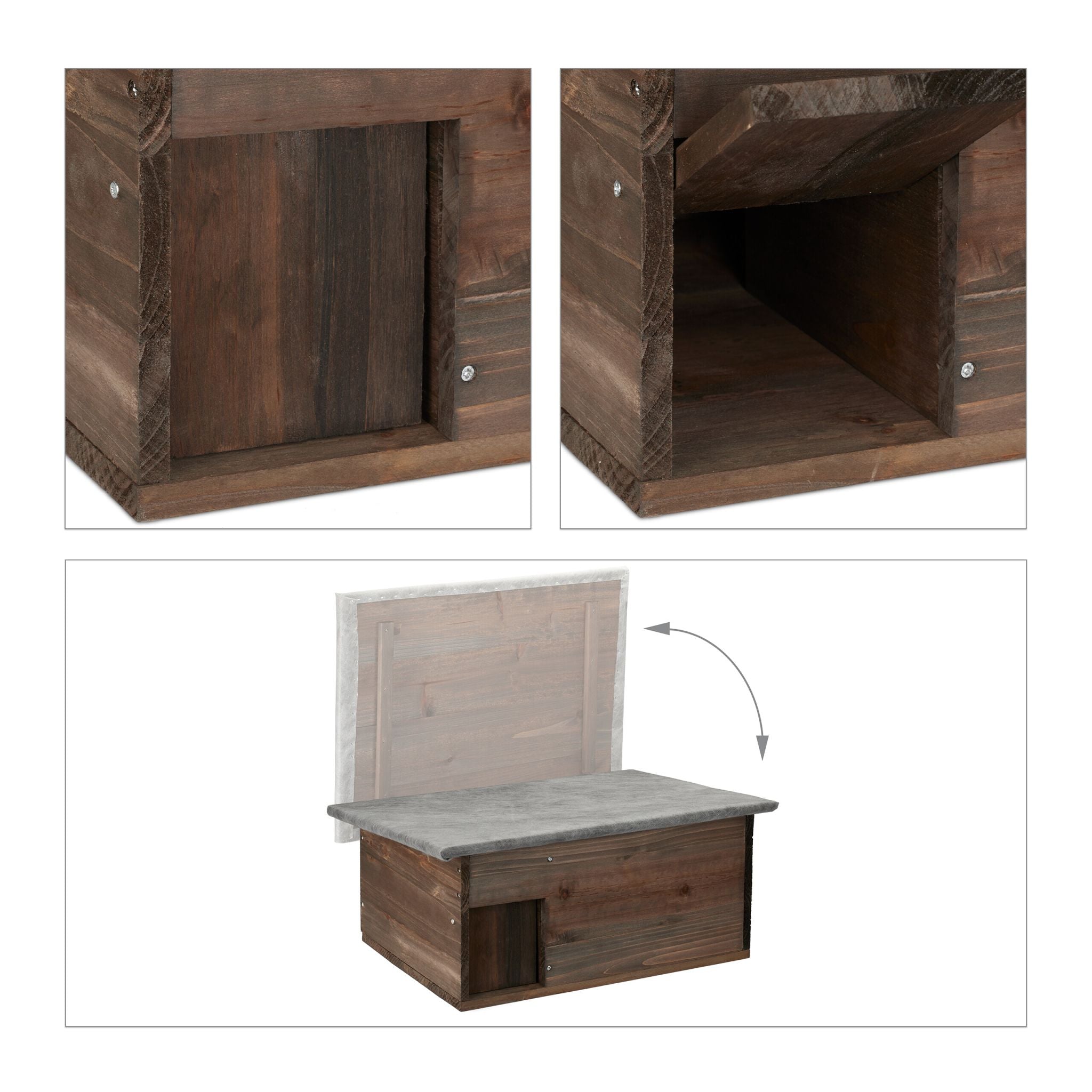 Grosses Igelhaus Holz Weiss-Braun von Relaxdays