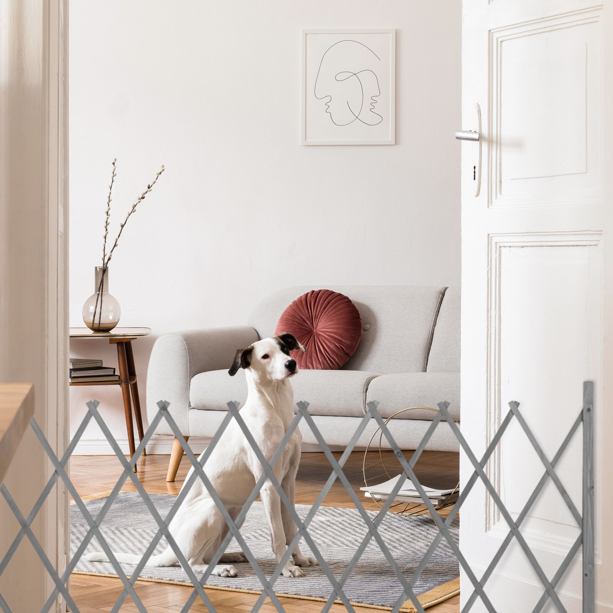Ausziehbares Rankgitter Holz Grau von Relaxdays