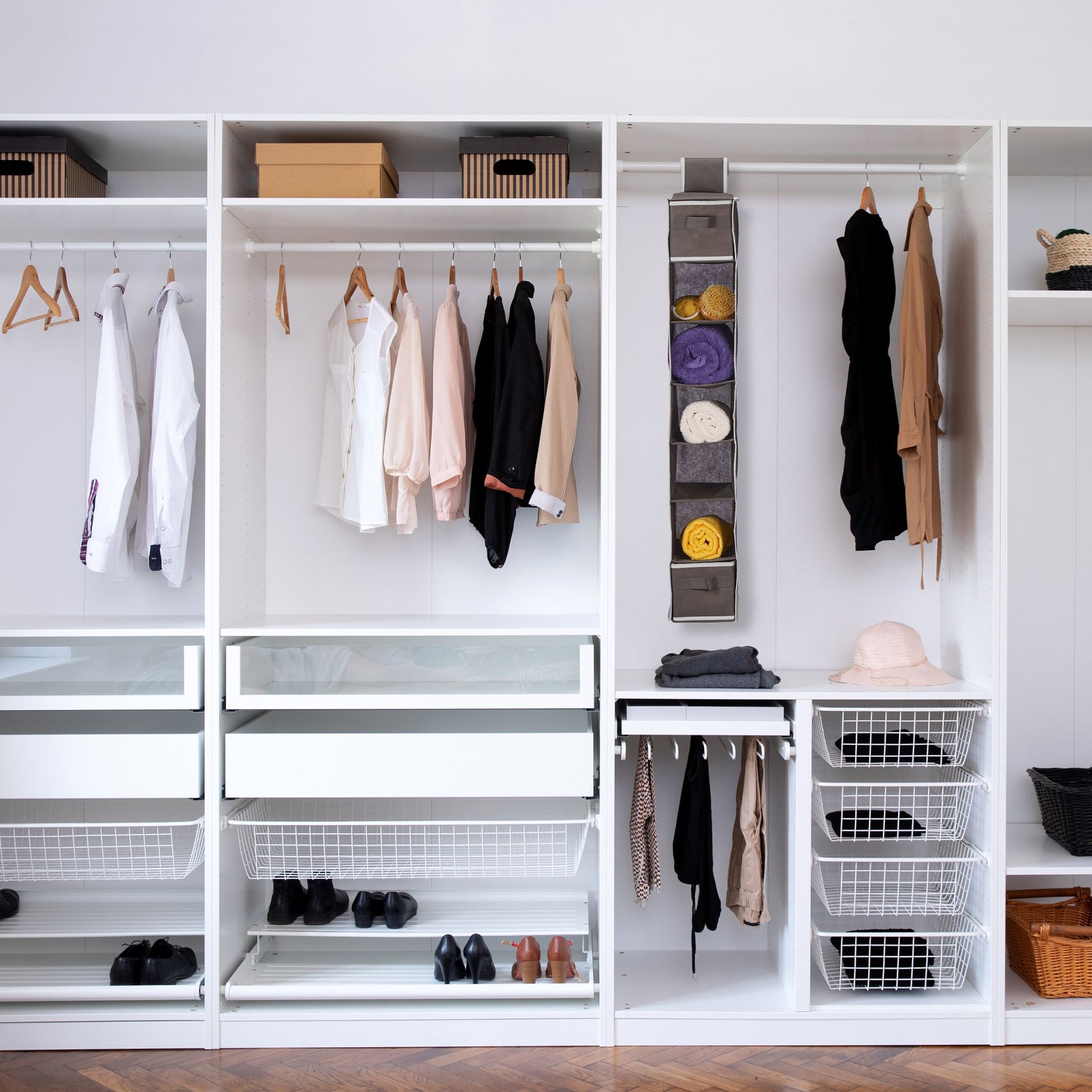 Hängeregal Kleiderschrank 7 Fächer Anthrazit-Weiss von Relaxdays