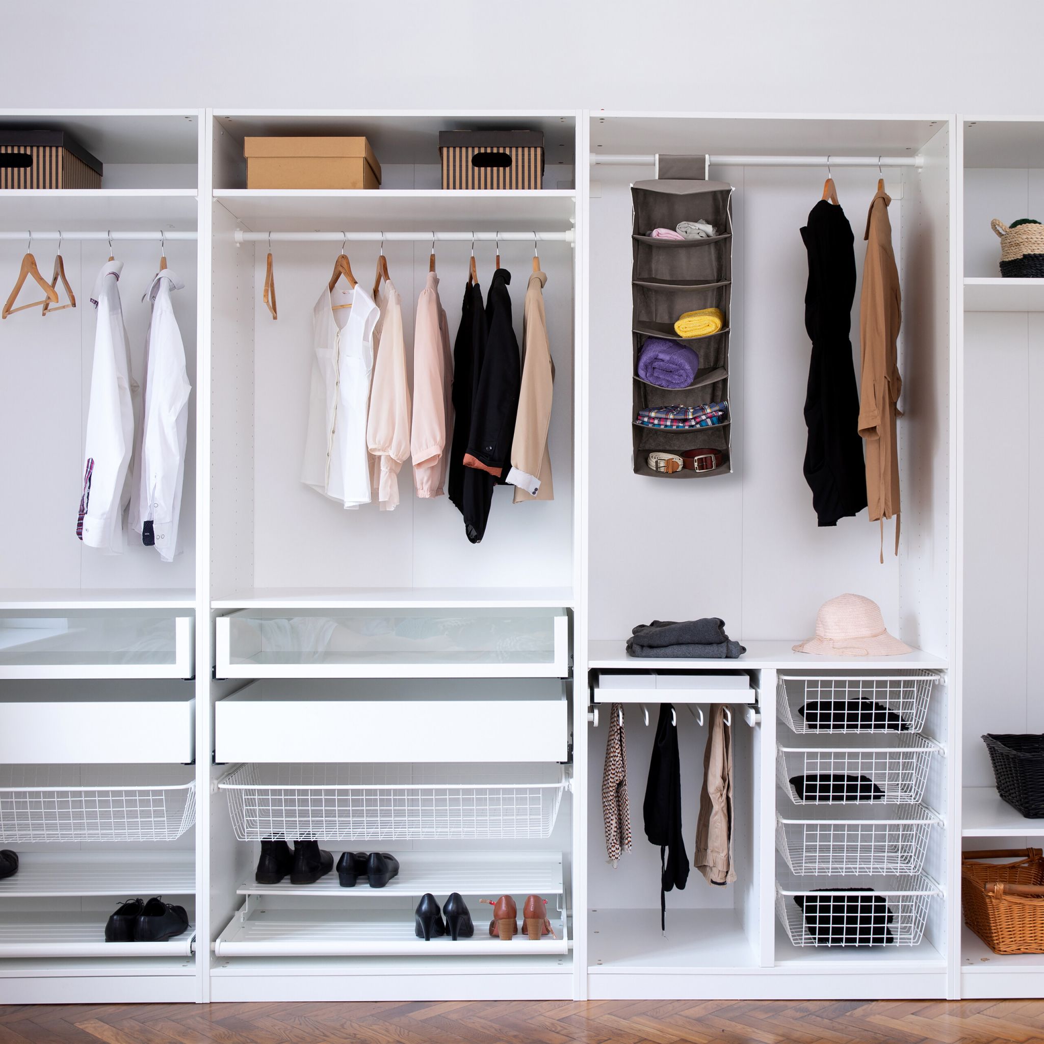 Hängeregal Kleiderschrank 6 Fächer Anthrazit-Weiss von Relaxdays