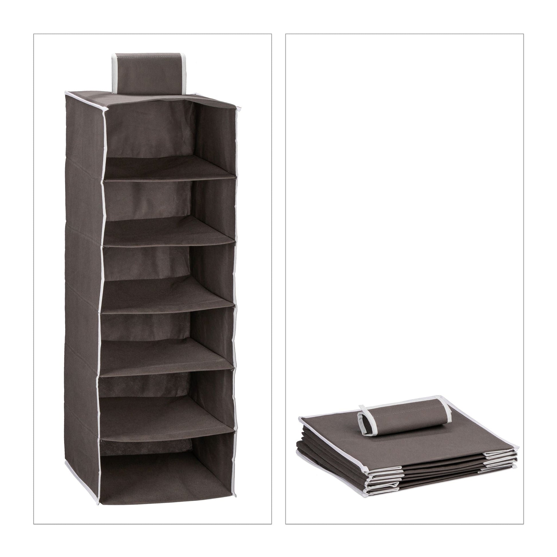 Hängeregal Kleiderschrank 6 Fächer Anthrazit-Weiss von Relaxdays