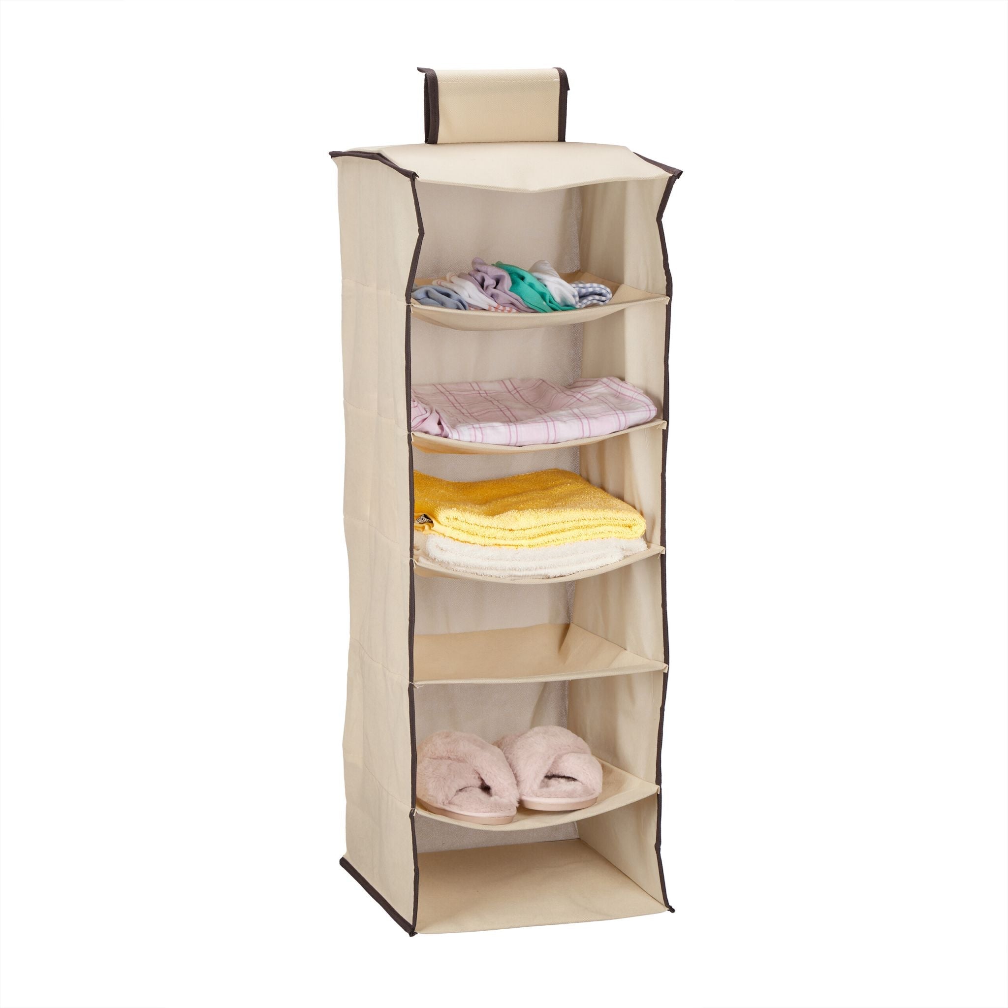 Hängeregal Kleiderschrank 6 Fächer Beige-Dunkelbraun von Relaxdays