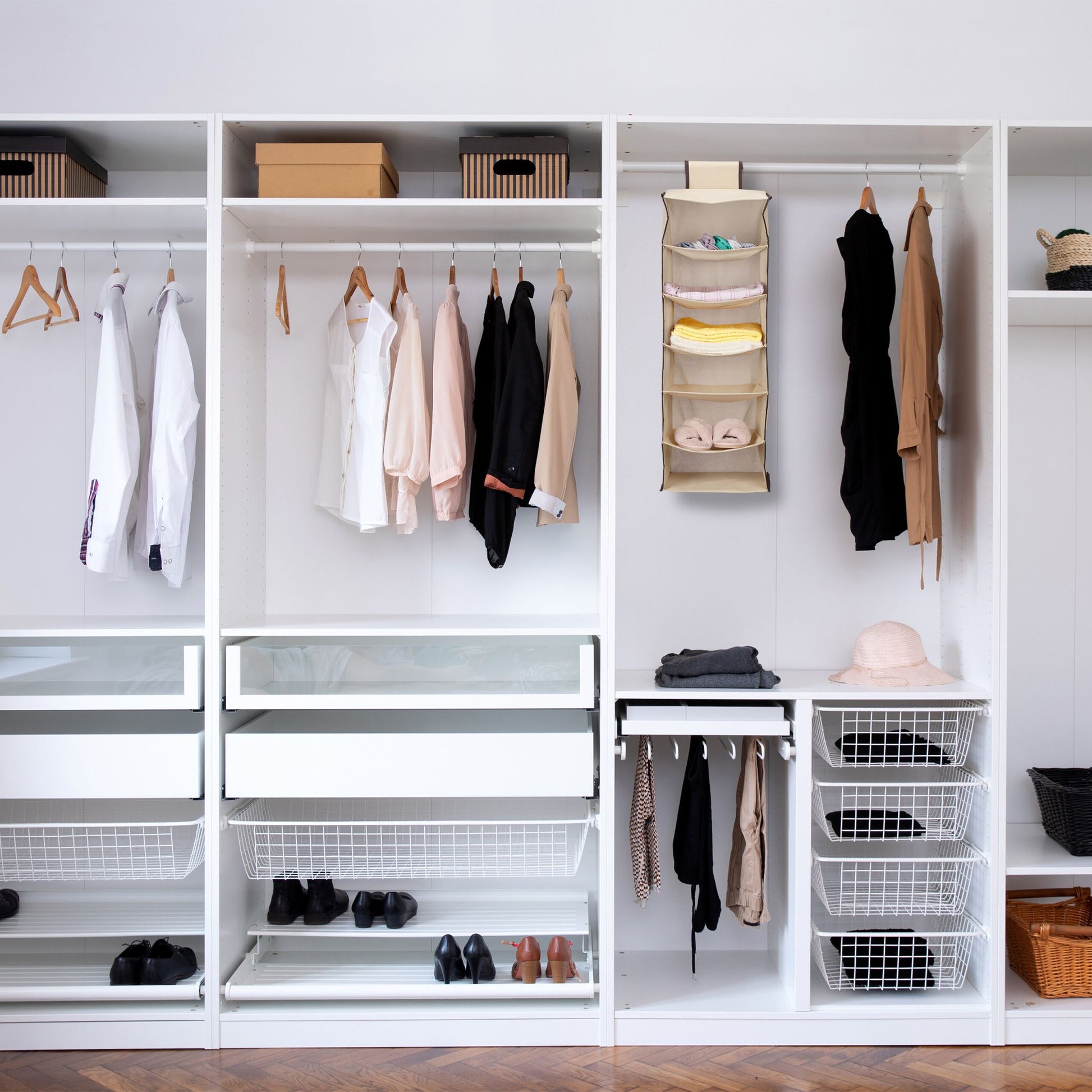 Hängeregal Kleiderschrank 6 Fächer Beige-Dunkelbraun von Relaxdays