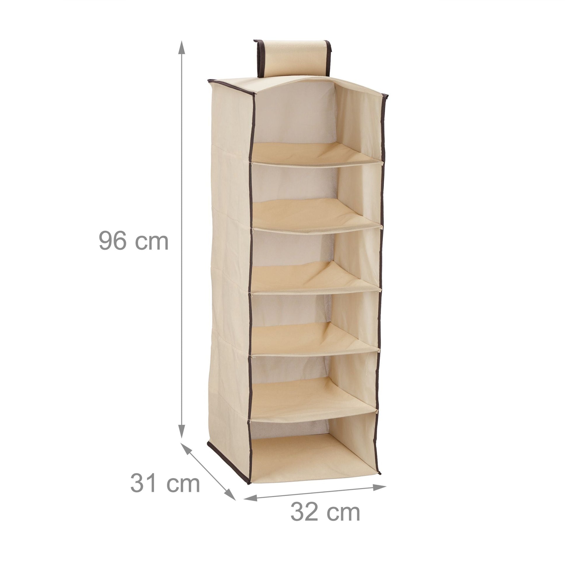 Hängeregal Kleiderschrank 6 Fächer Beige-Dunkelbraun von Relaxdays