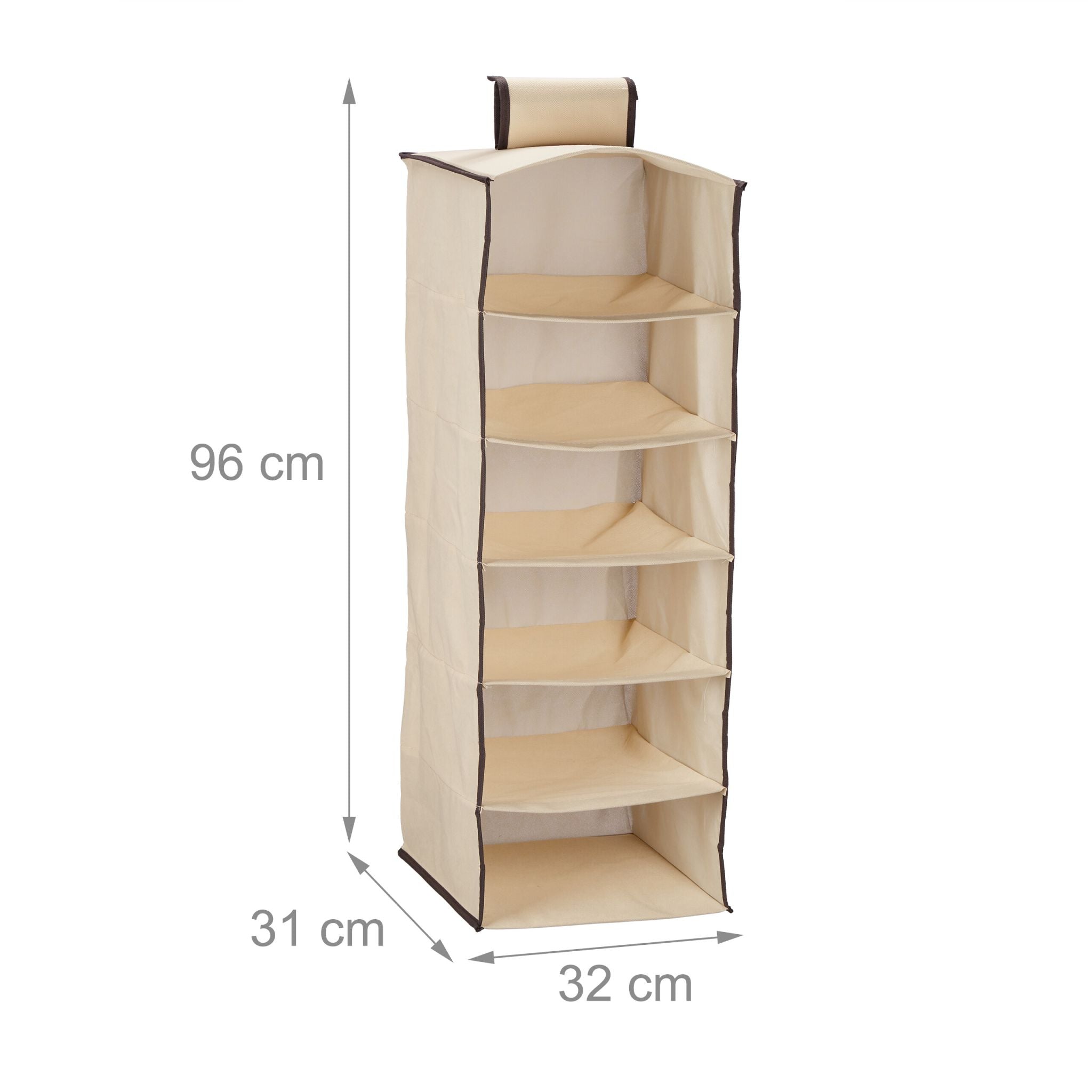 Hängeregal Kleiderschrank 6 Fächer Beige-Dunkelbraun von Relaxdays