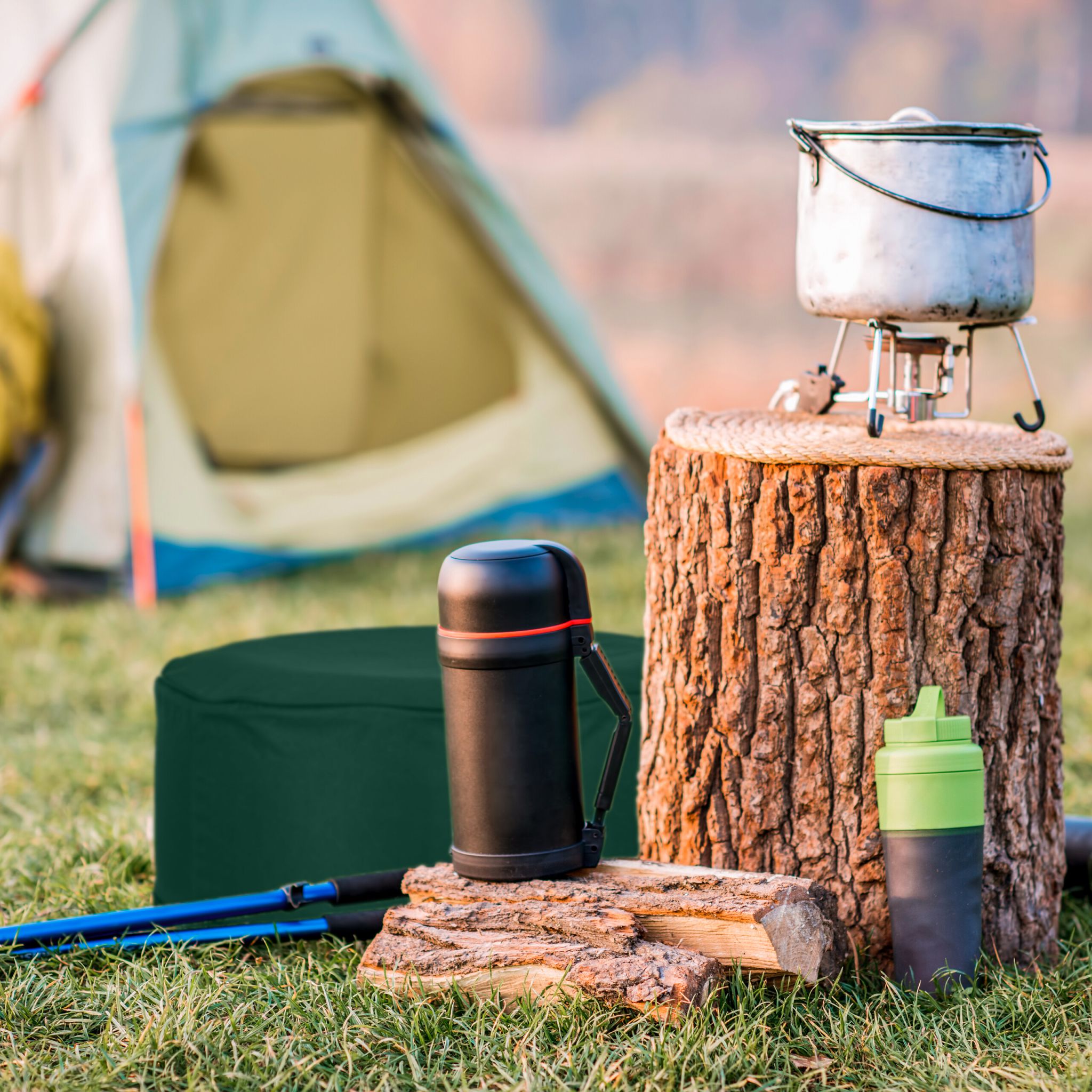 Aufblasbarer Hocker in Grün Dunkelgrün von Relaxdays