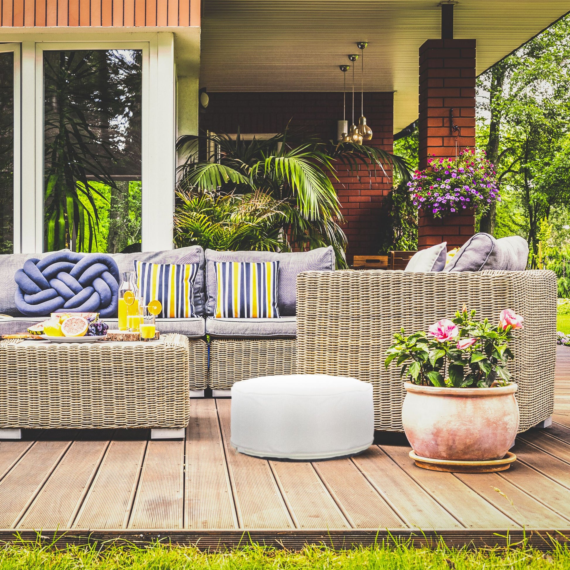 Aufblasbarer Hocker in Creme Creme von Relaxdays