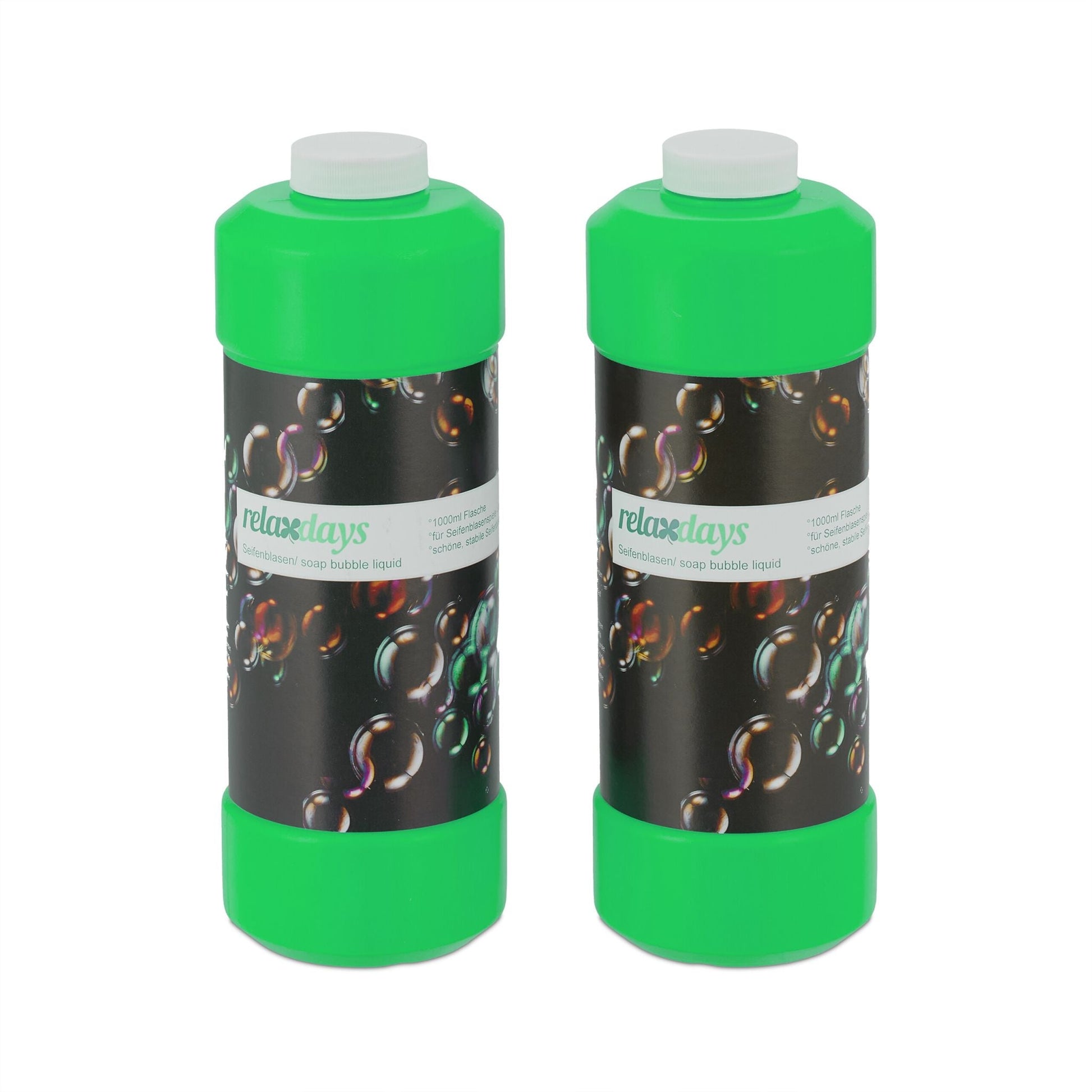 Seifenblasen Nachfüllflasche 1l 2er-Set Grün-Schwarz von Relaxdays