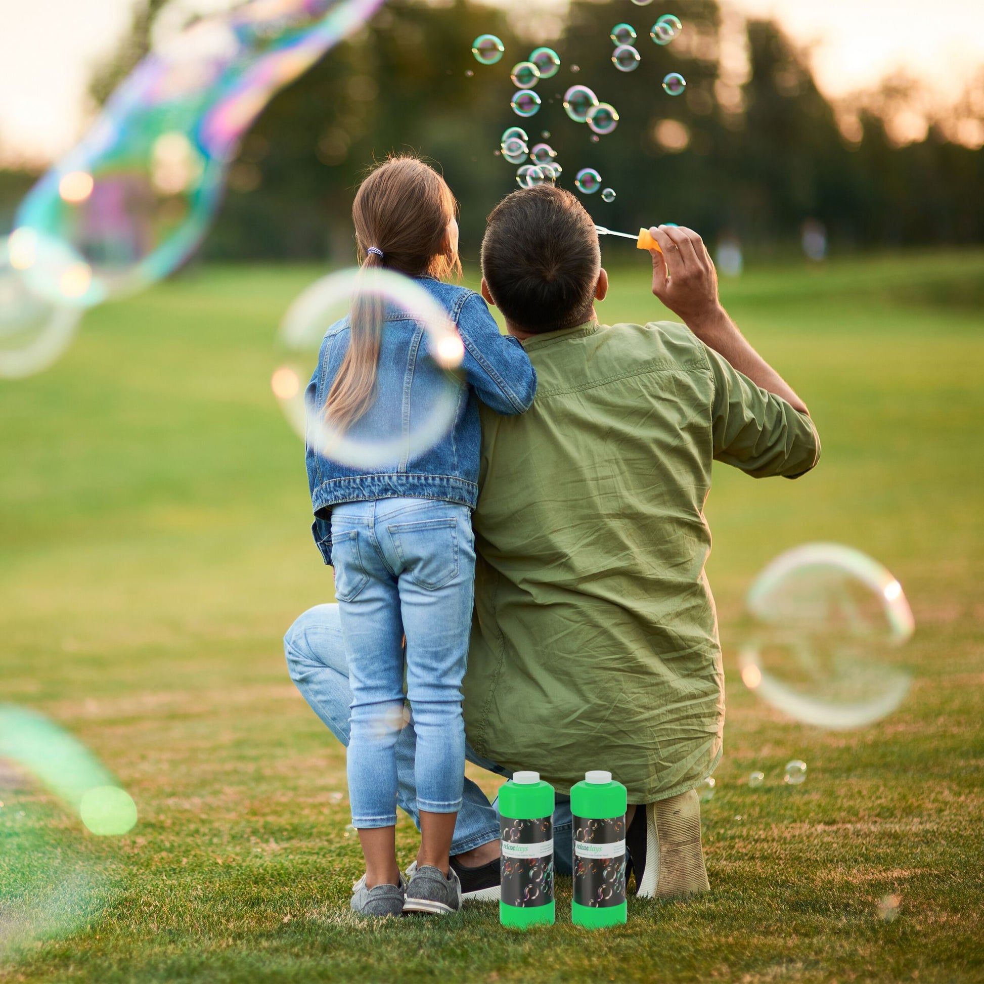 Seifenblasen Nachfüllflasche 1l 2er-Set Grün-Schwarz von Relaxdays