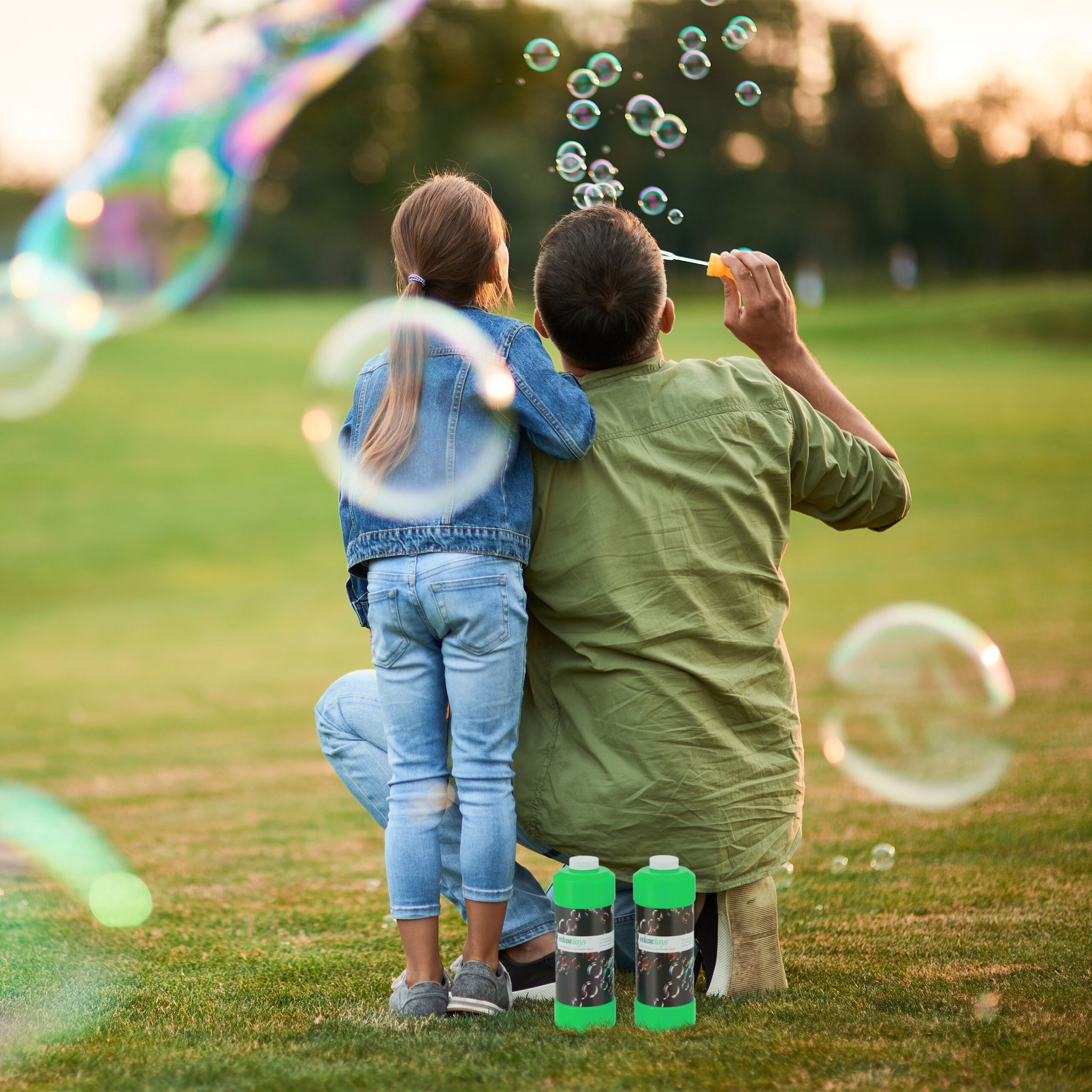 Seifenblasen Nachfüllflasche 1l 2er-Set Grün-Schwarz von Relaxdays