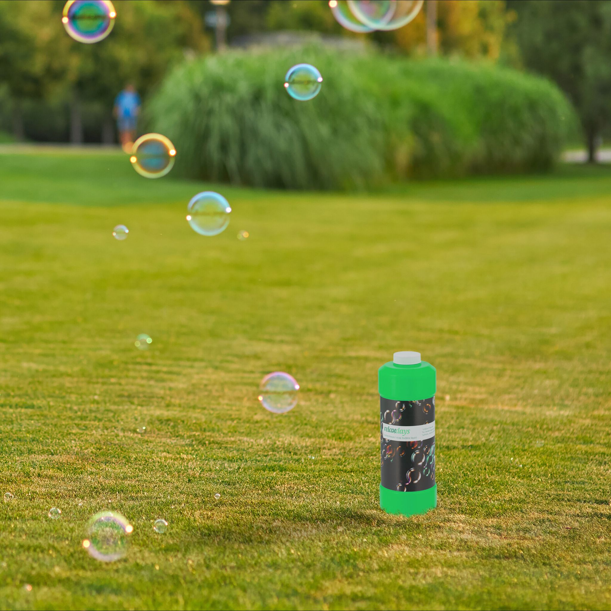 Seifenblasen Nachfüllflasche 1l 2er-Set Grün-Schwarz von Relaxdays