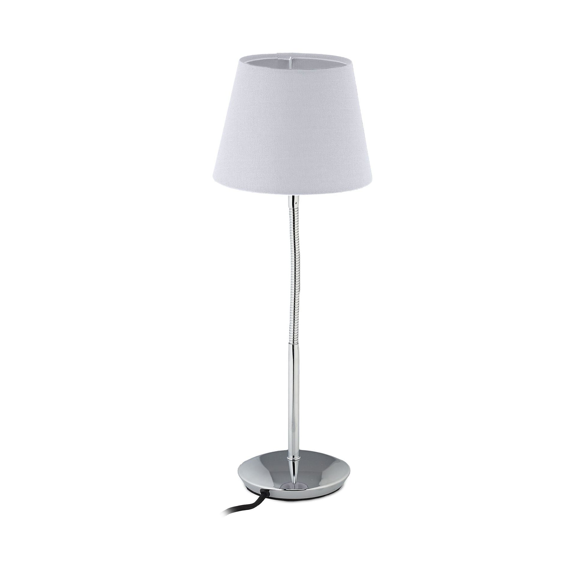 Flexible Tischlampe mit Stoffschirm Weiss-Silber von Relaxdays