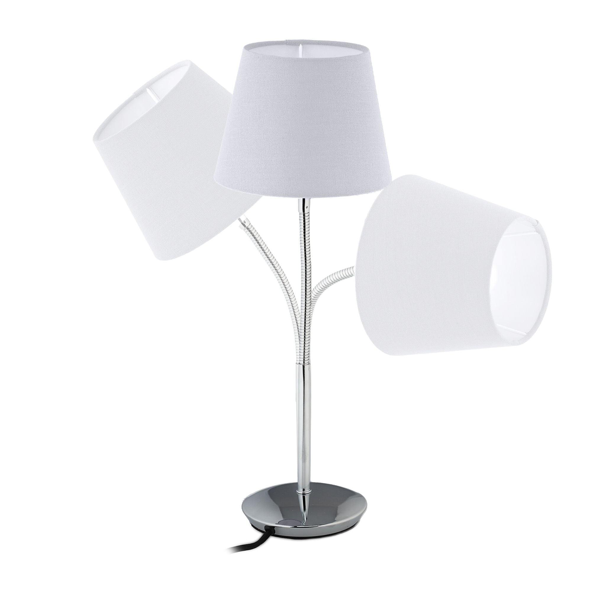 Flexible Tischlampe mit Stoffschirm Weiss-Silber von Relaxdays
