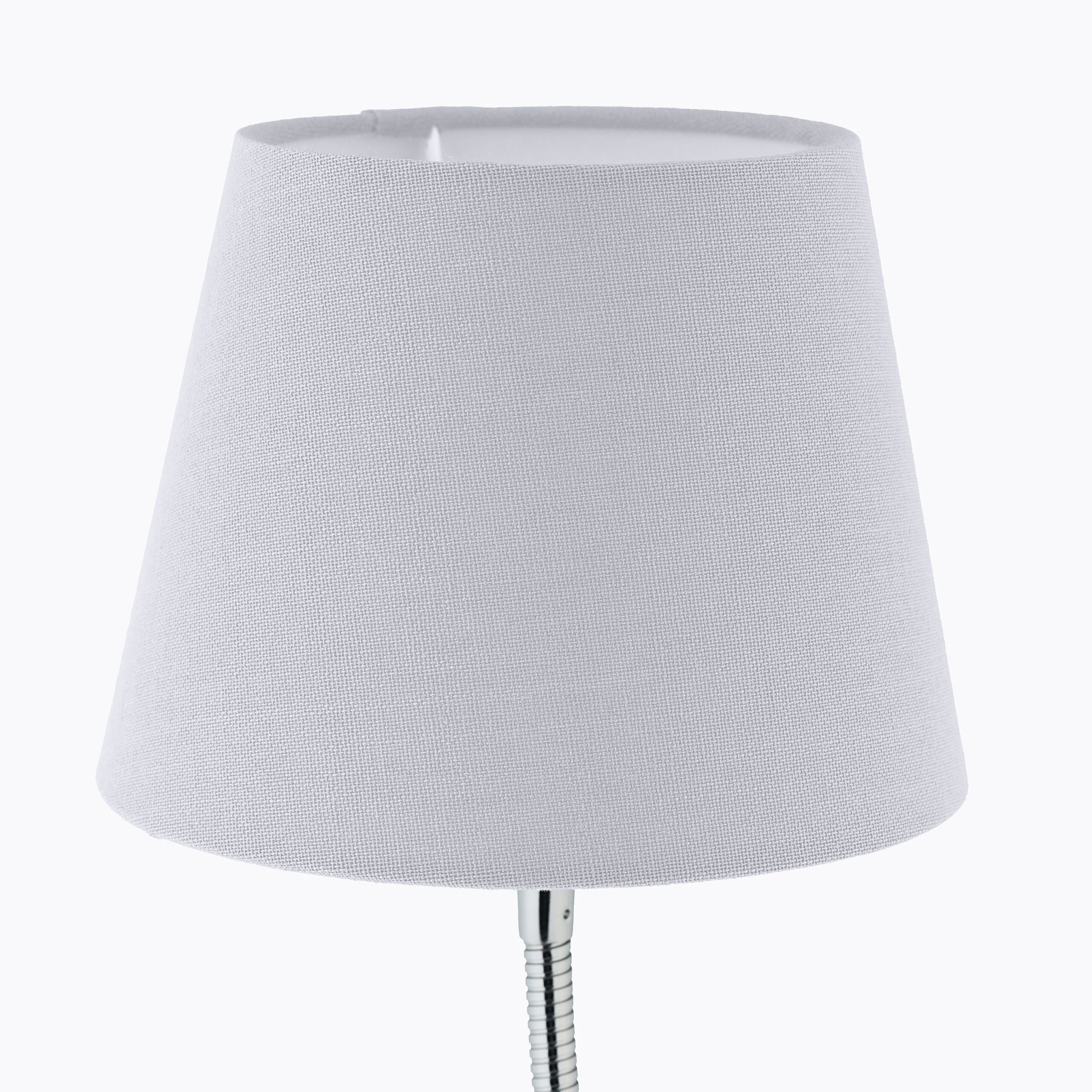 Flexible Tischlampe mit Stoffschirm Weiss-Silber von Relaxdays