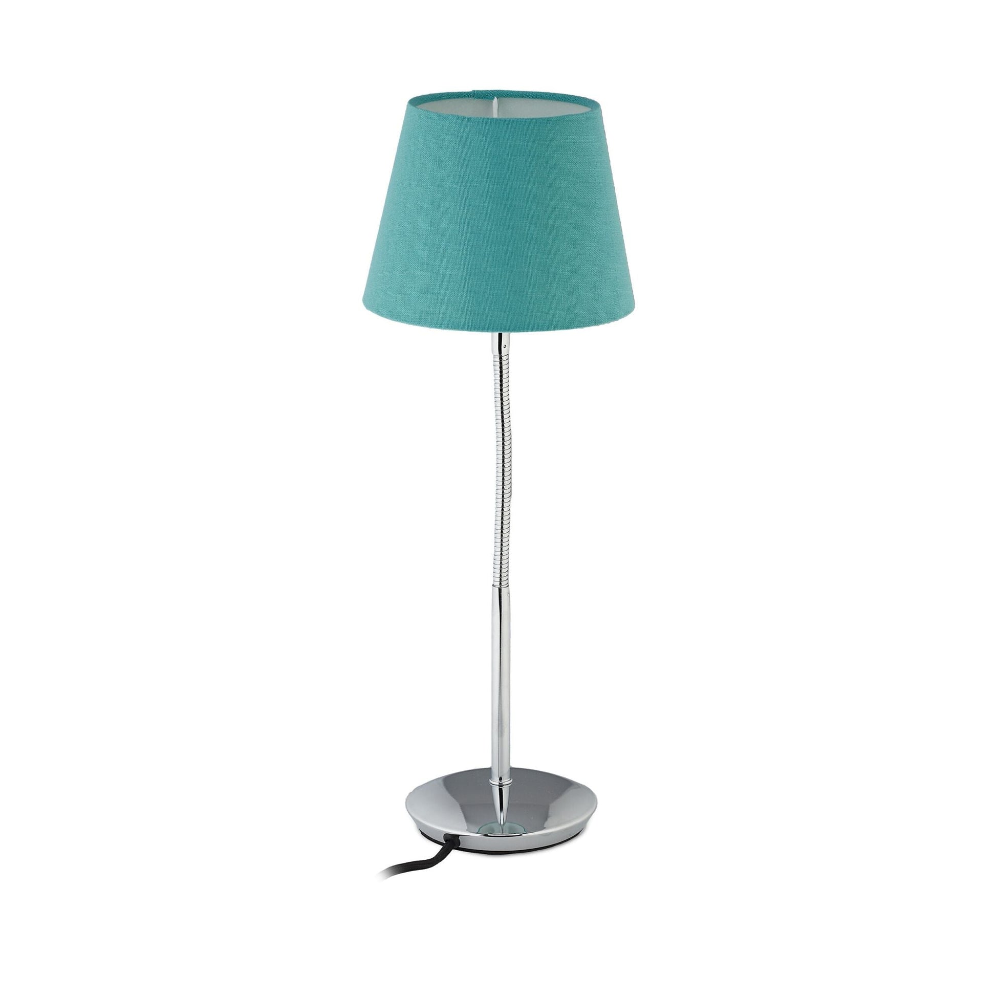 Flexible Tischlampe mit Stoffschirm Silber-Türkis von Relaxdays
